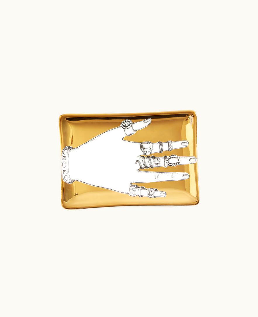 Fornasetti Fornasetti Ashtray Mano Con Anelli In White / Black / Gold