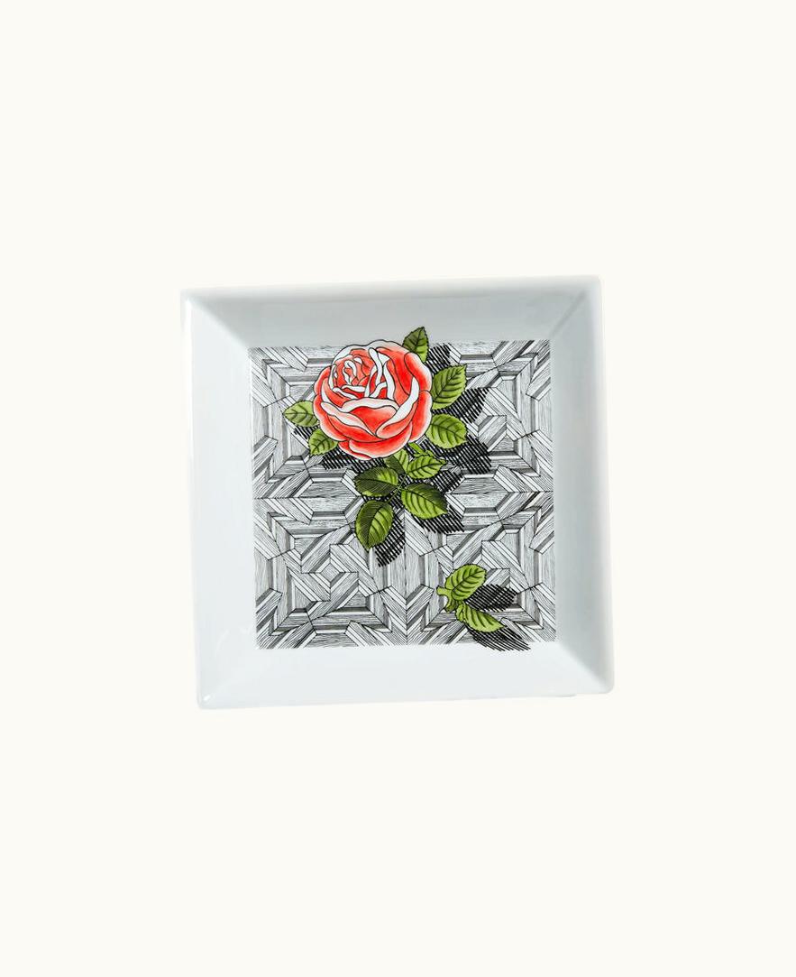 Fornasetti Fornasetti Square Plate Musciarabia Con Rose In Multicolour