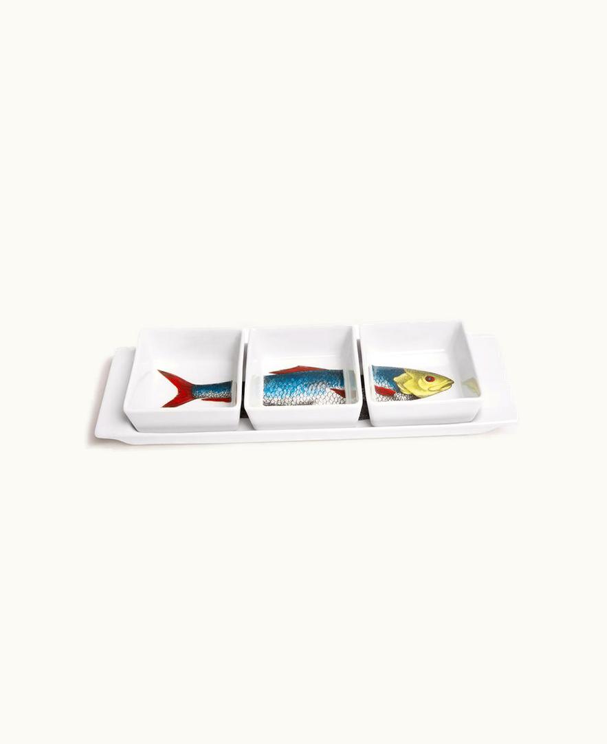 Fornasetti Appetizer Set Pesci In Multicolour