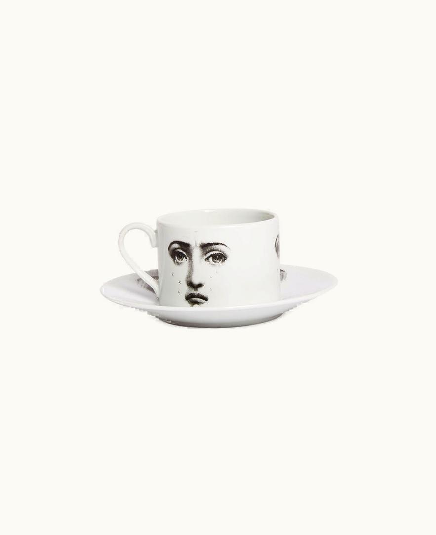 Fornasetti Fornasetti Tea Cup Tema E Variazioni Il Fumo Fa Male In White / Black