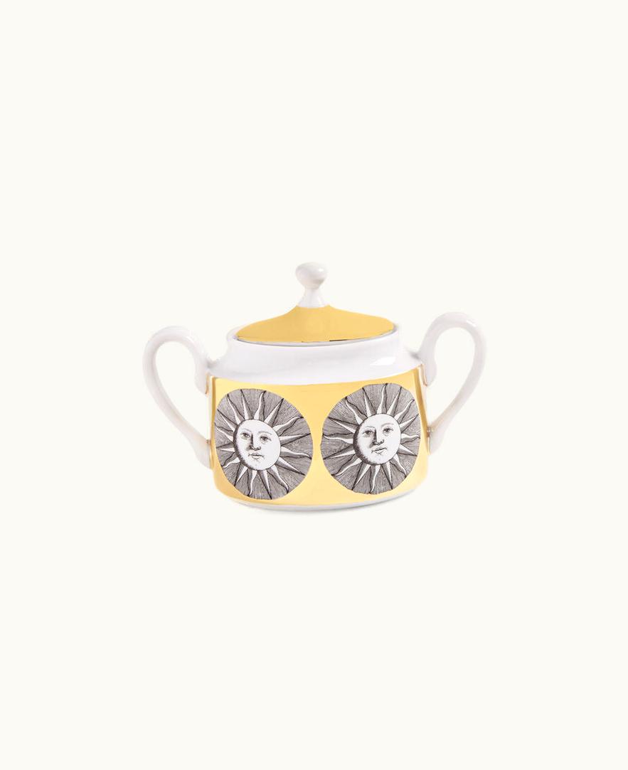 Fornasetti Fornasetti Sugar Bowl Sole In White / Black / Gold