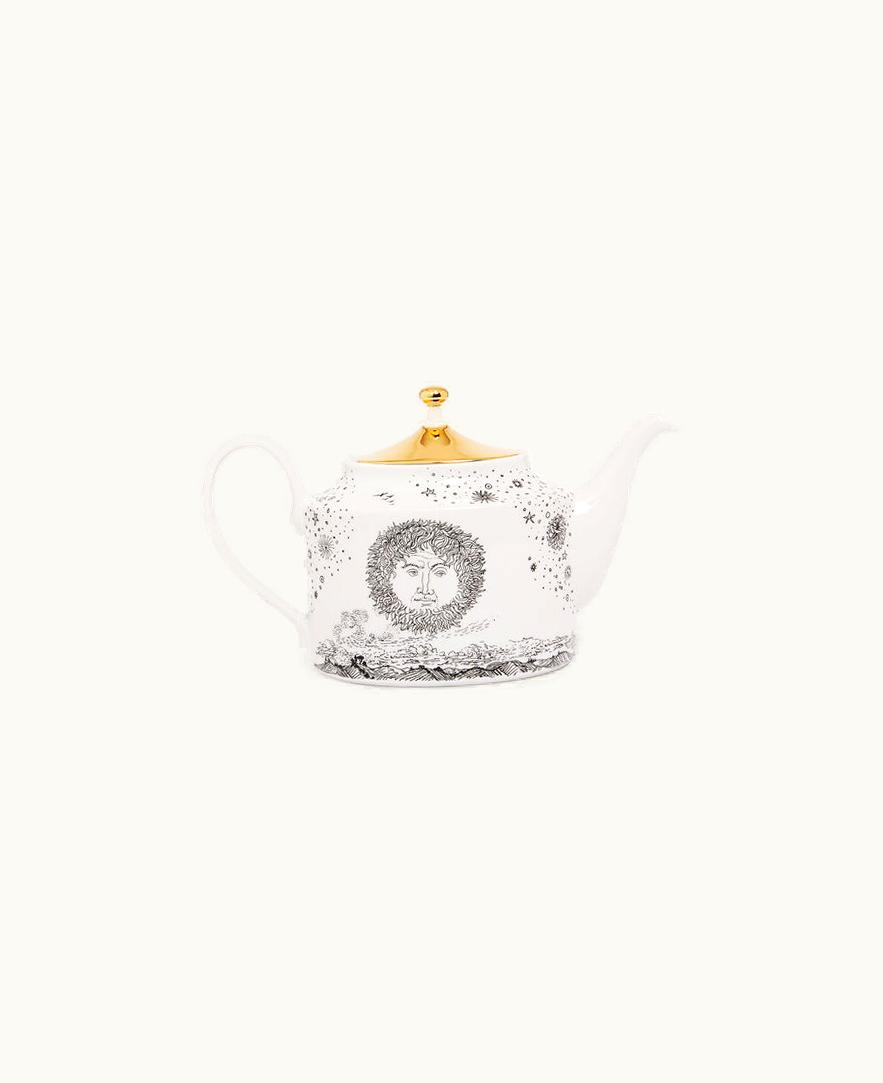 Fornasetti Fornasetti Teapot Solitario In White / Black / Gold