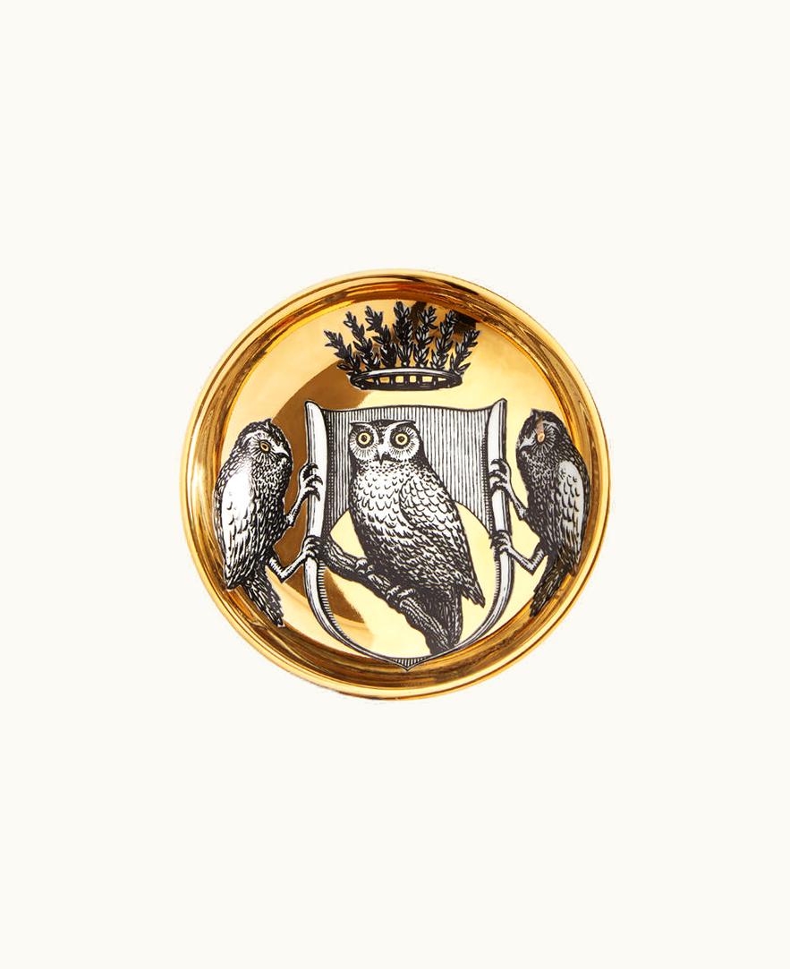 Fornasetti Fornasetti Ashtray Stemma Di Civette In White / Black / Gold