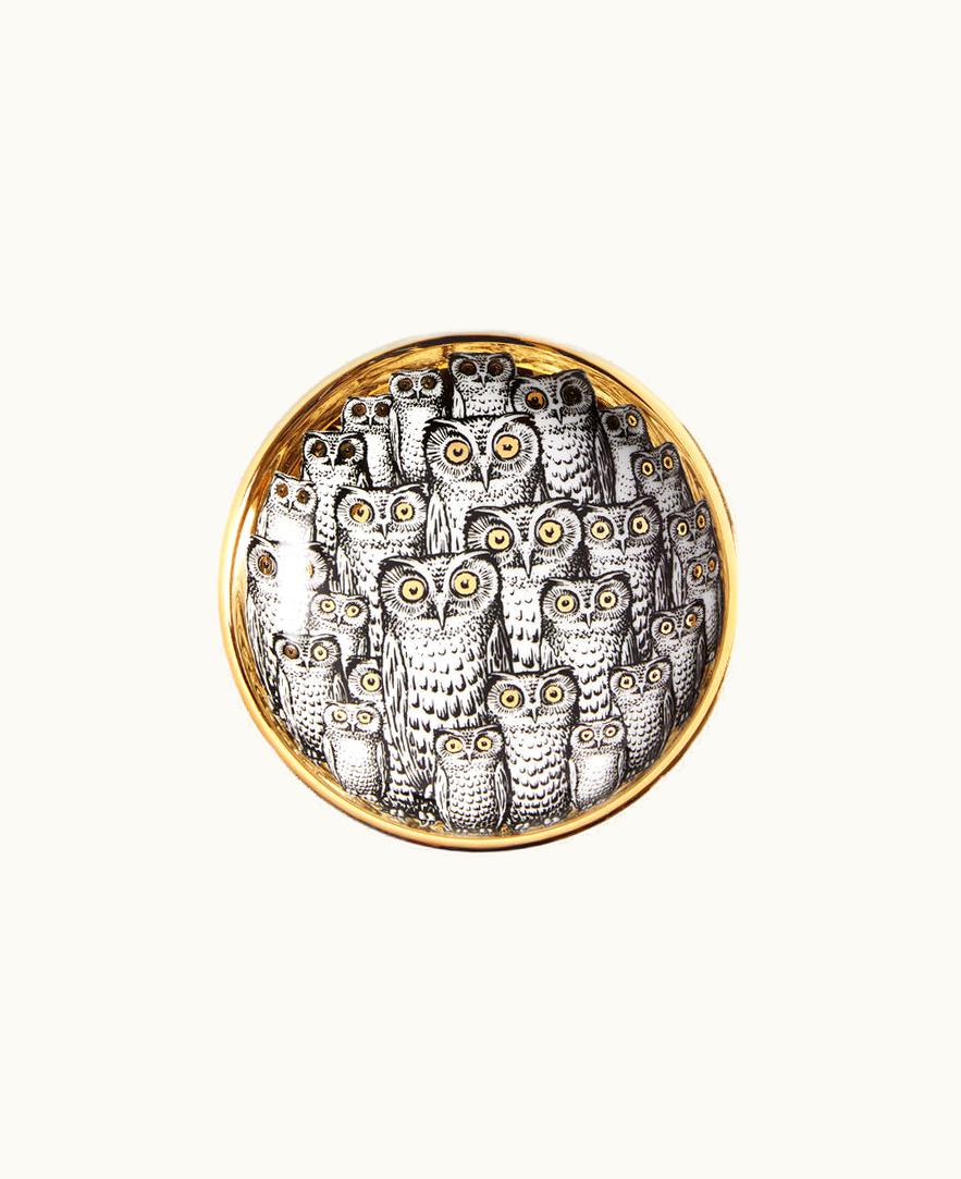 Fornasetti Fornasetti Ashtray Congresso Di Civette In White / Black / Gold