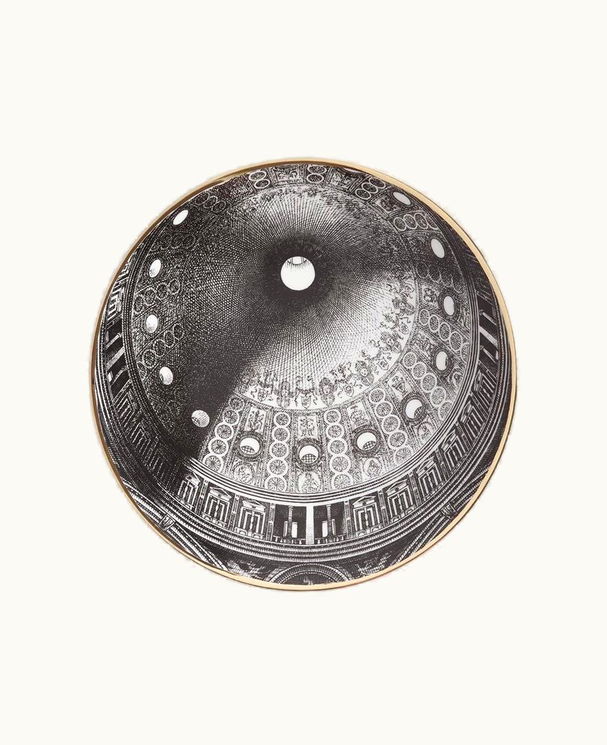 Fornasetti Fornasetti Plate Cupola Tiburio Di S. Maria Delle Grazie (milano) In White / Black / Gold