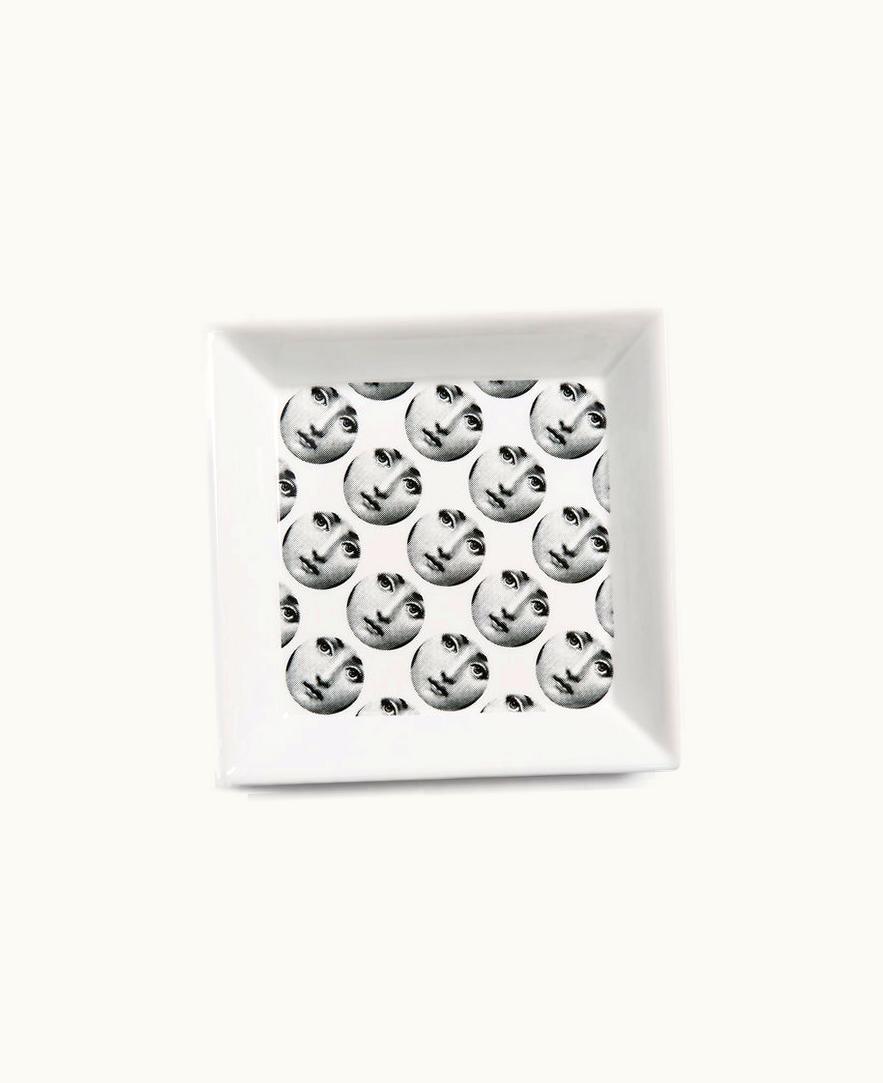 Fornasetti Fornasetti Square Plate Tema E Variazioni N.197 In White / Black
