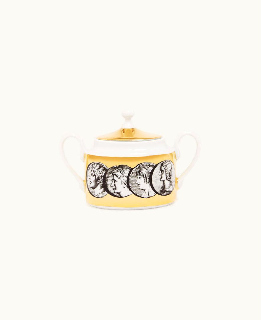Fornasetti Fornasetti Sugar Bowl Cammei In White / Black / Gold