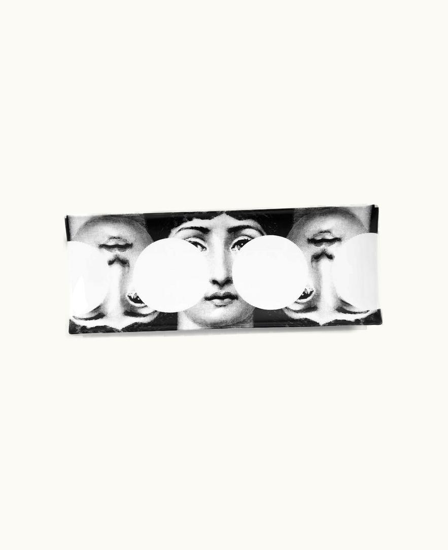 Fornasetti Fornasetti Rectangular Tray Tema E Variazioni N.149 In White / Black