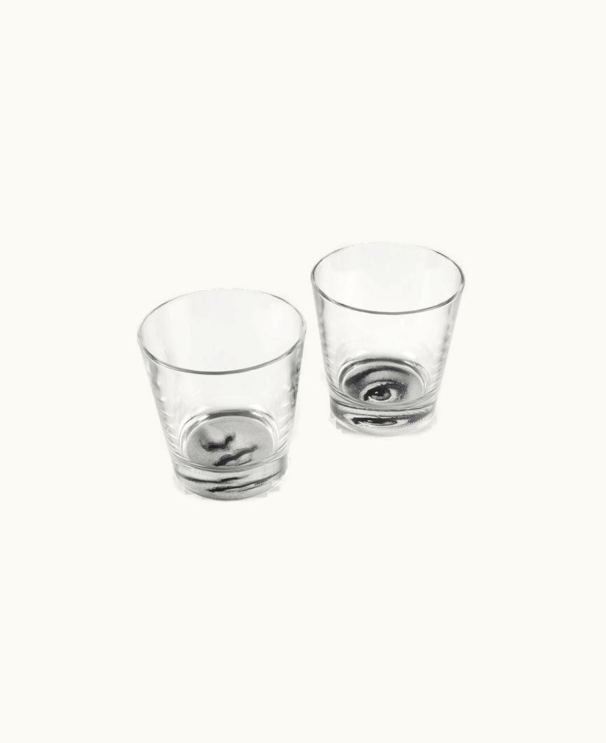 Fornasetti Fornasetti 2 Glasses Set Occhio E Bocca In Black
