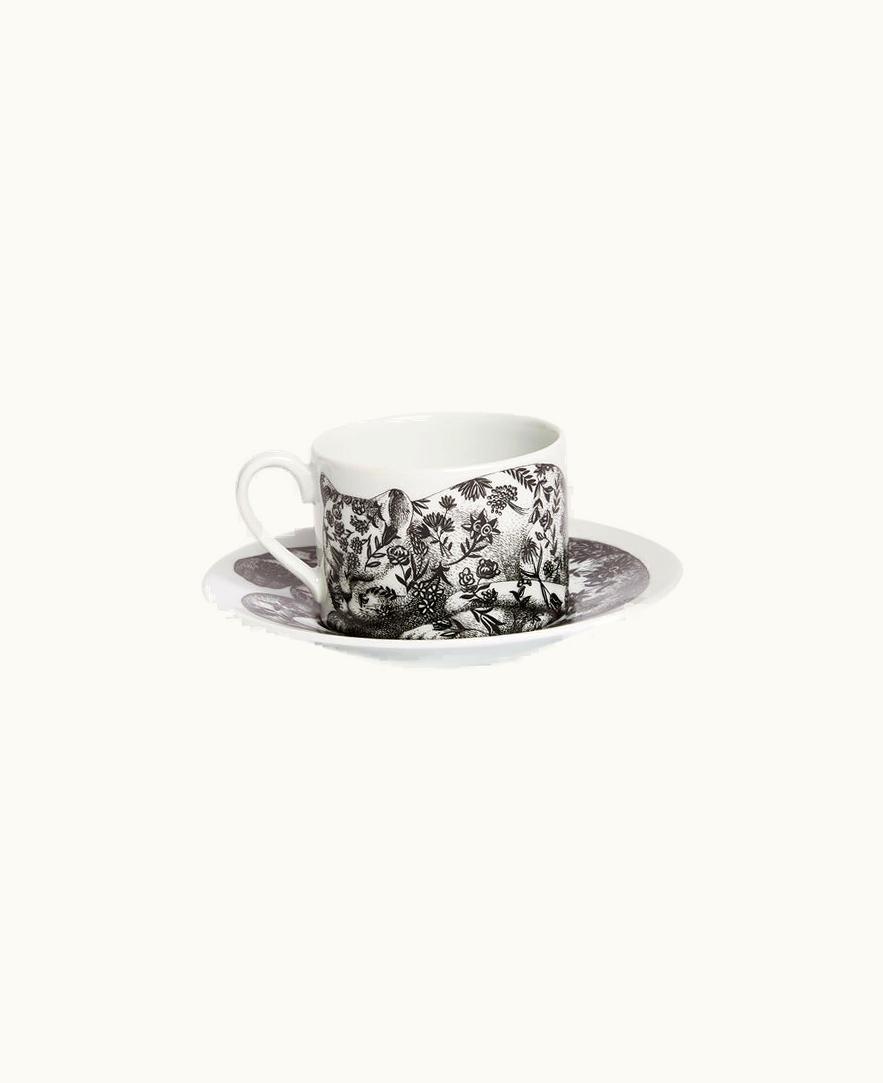 Fornasetti Fornasetti Tea Cup High Fidelity Fiorato In White / Black