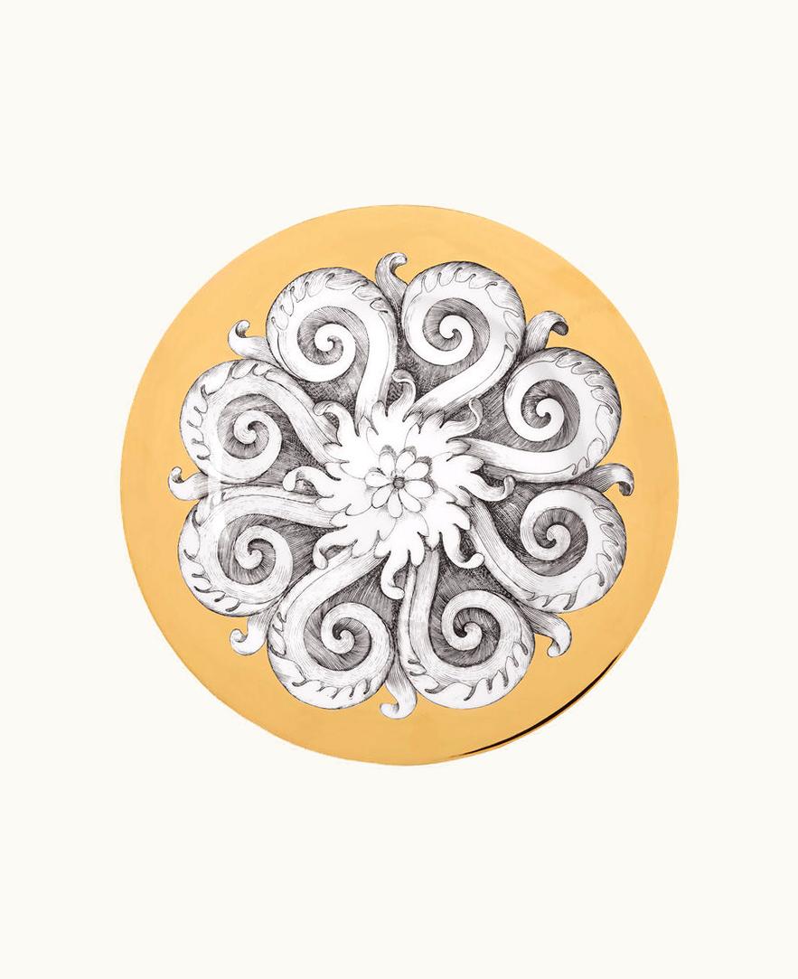 Fornasetti Rim Plate Rosone N.1 In White / Black / Gold