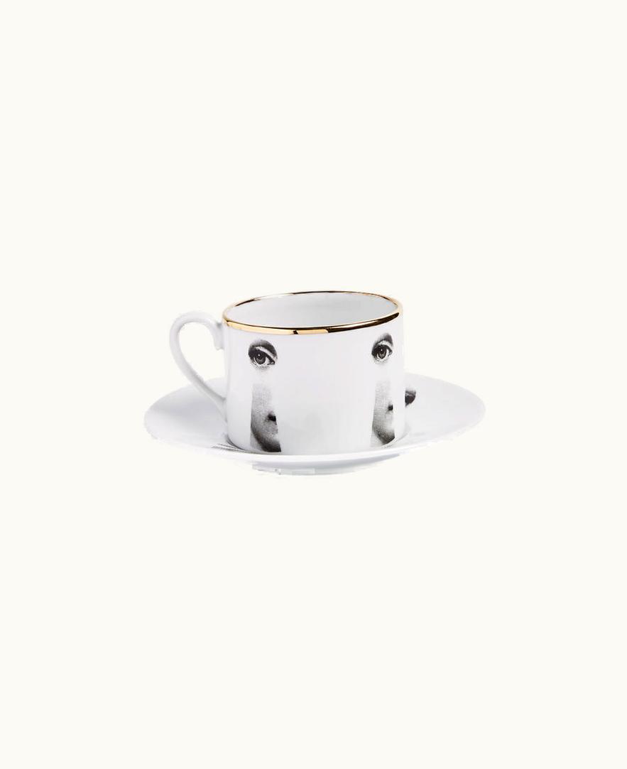 Fornasetti Tea Cup Tema E Variazioni Serratura In White / Black / Gold