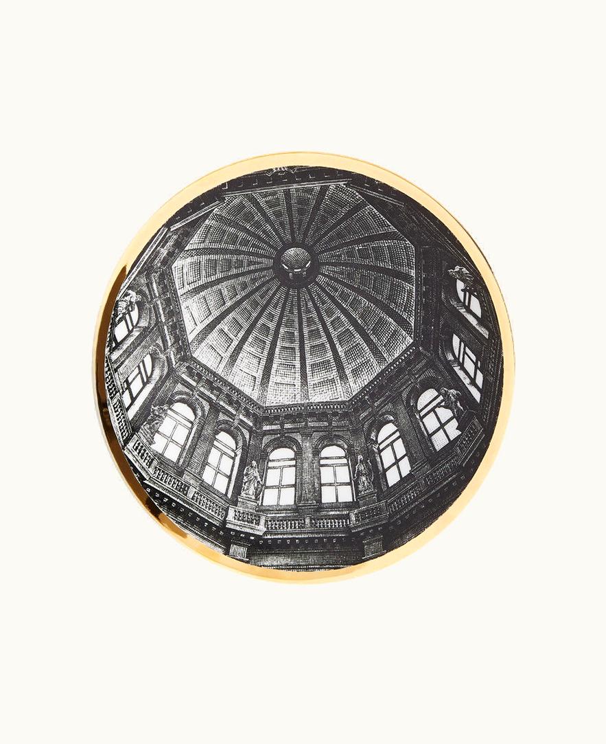 Fornasetti Fornasetti Plate Cupola Santa Maria Della Salute (venezia) In White / Black / Gold