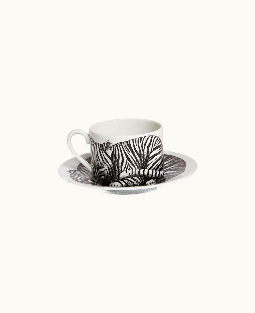 Fornasetti Fornasetti Tea Cup High Fidelity Tigrato In White / Black