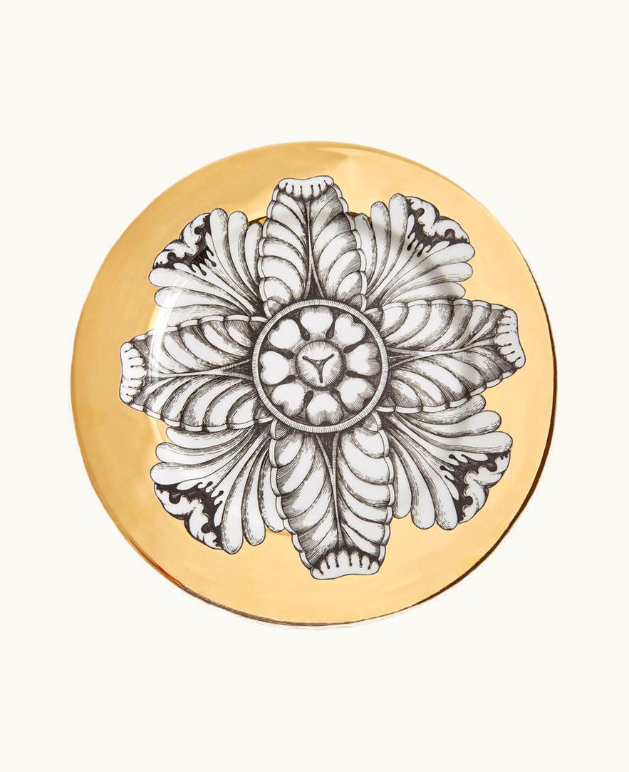 Fornasetti Fornasetti Rim Plate Rosone N.5 In White / Black / Gold