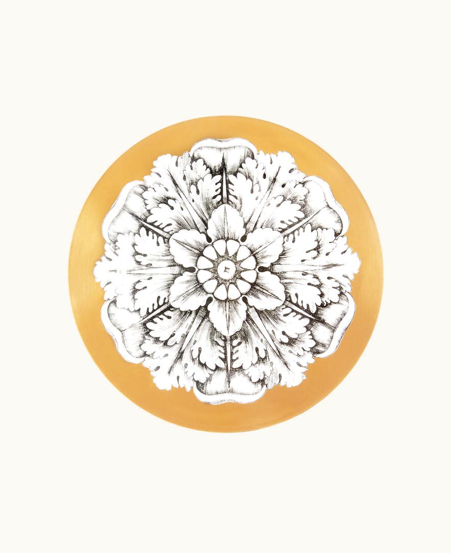 Fornasetti Fornasetti Rim Plate Rosone N.4 In White / Black / Gold