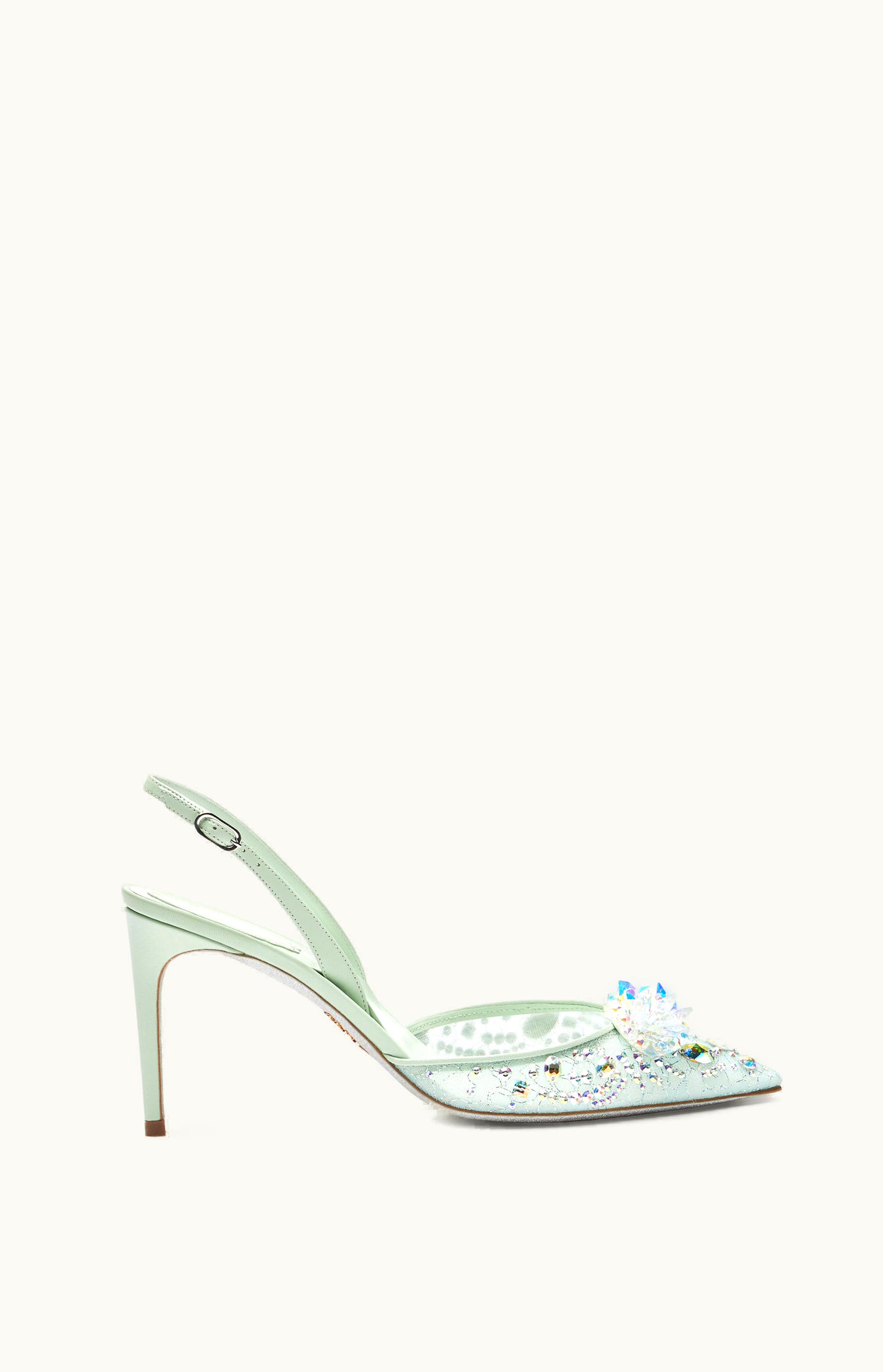 René Caovilla René Caovilla Cinderella Mint Green Slingback 80