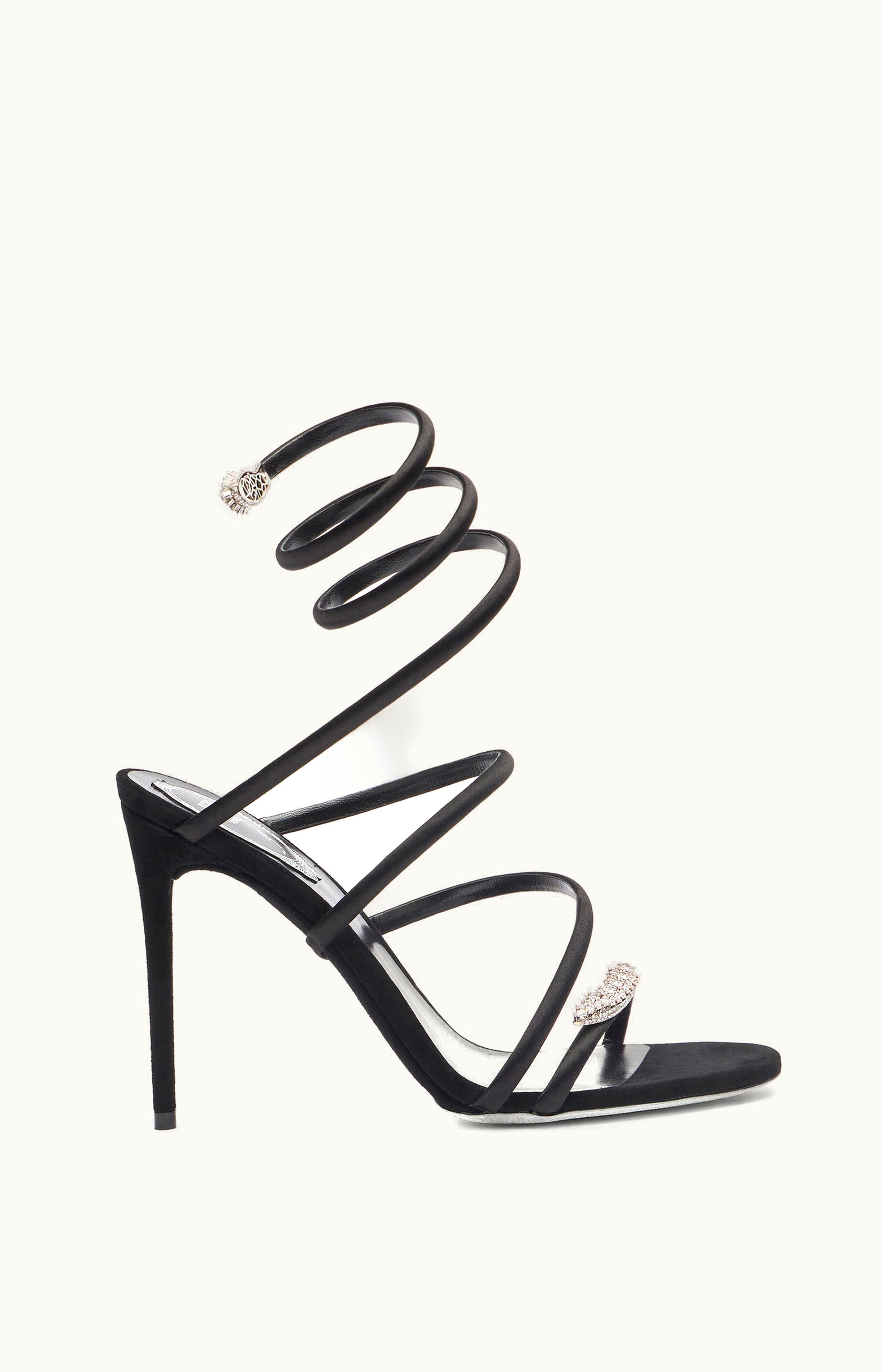 René Caovilla René Caovilla Serpente Black Sandal With Crystals 105