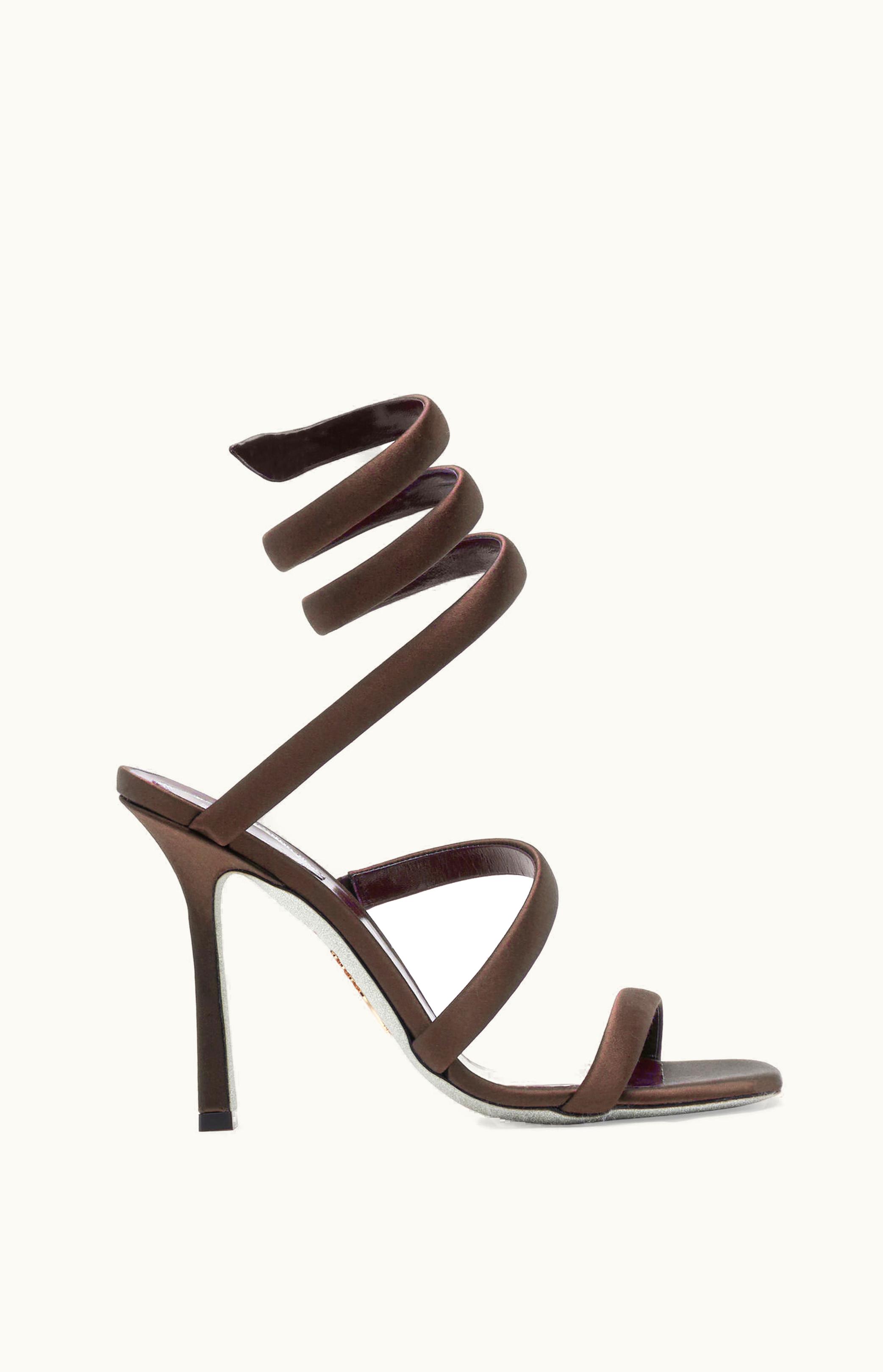 René Caovilla René Caovilla Cleopatra Chocolate Satin Sandal 105
