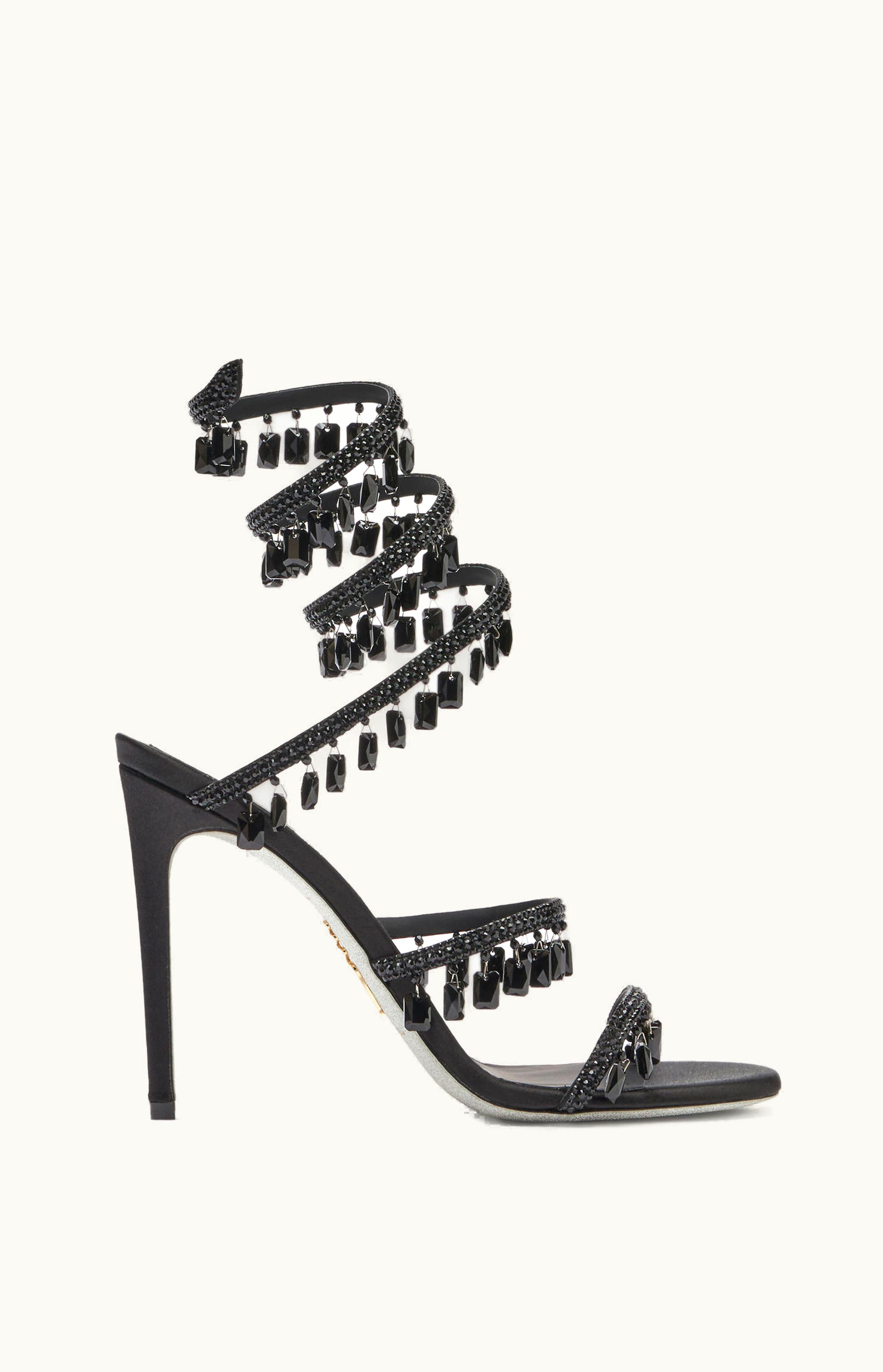 René Caovilla René Caovilla Chandelier Total Black Sandal 105