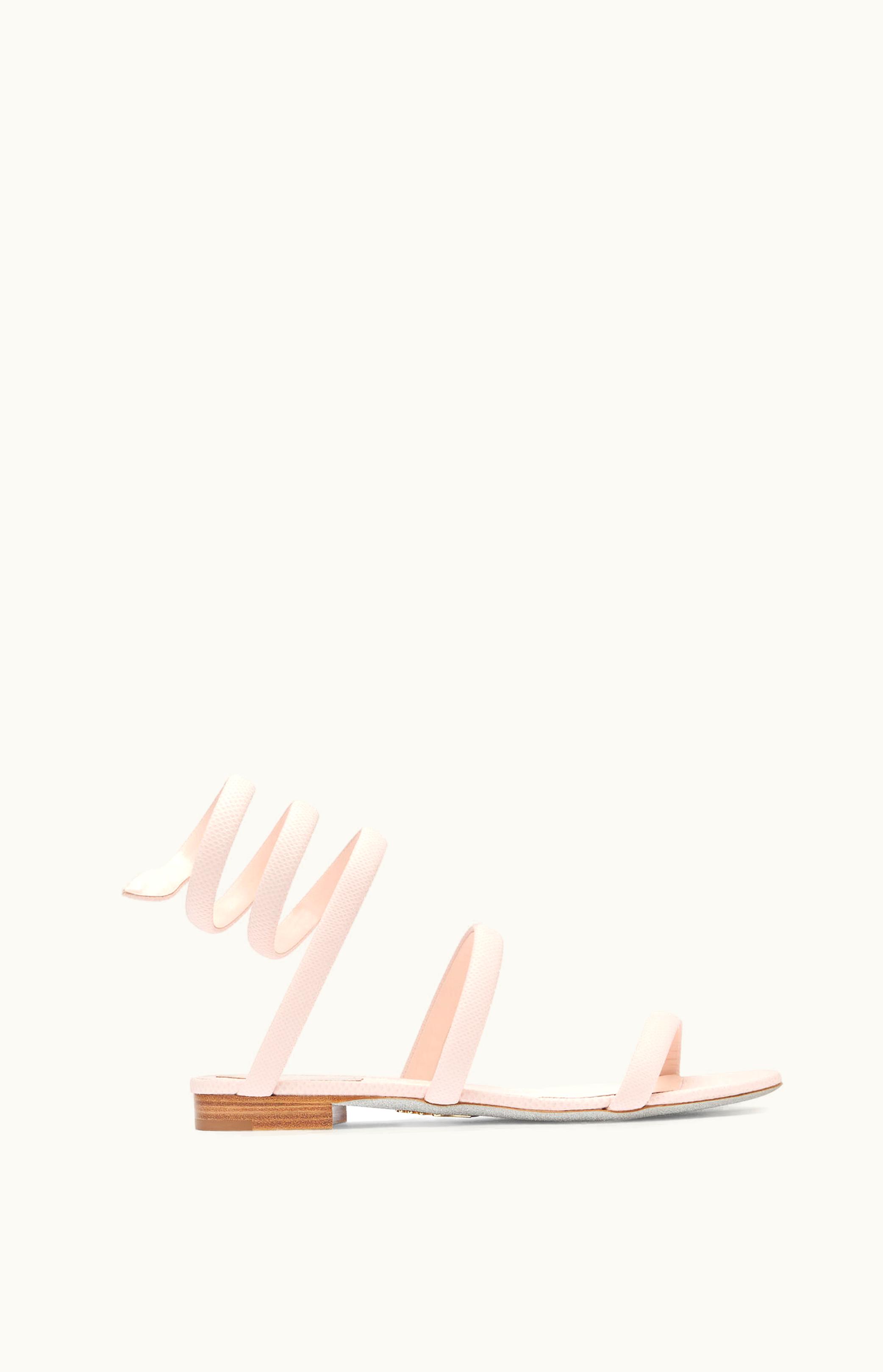 René Caovilla René Caovilla Cleo Powder Pink Sandal In Karung Leather 10
