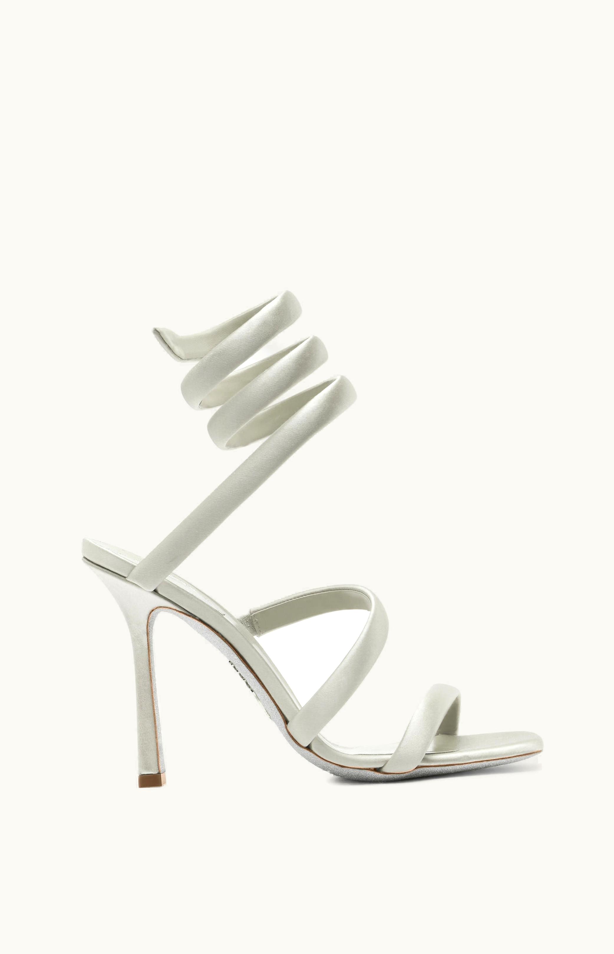 René Caovilla René Caovilla Cleopatra Silver Satin Sandal 105