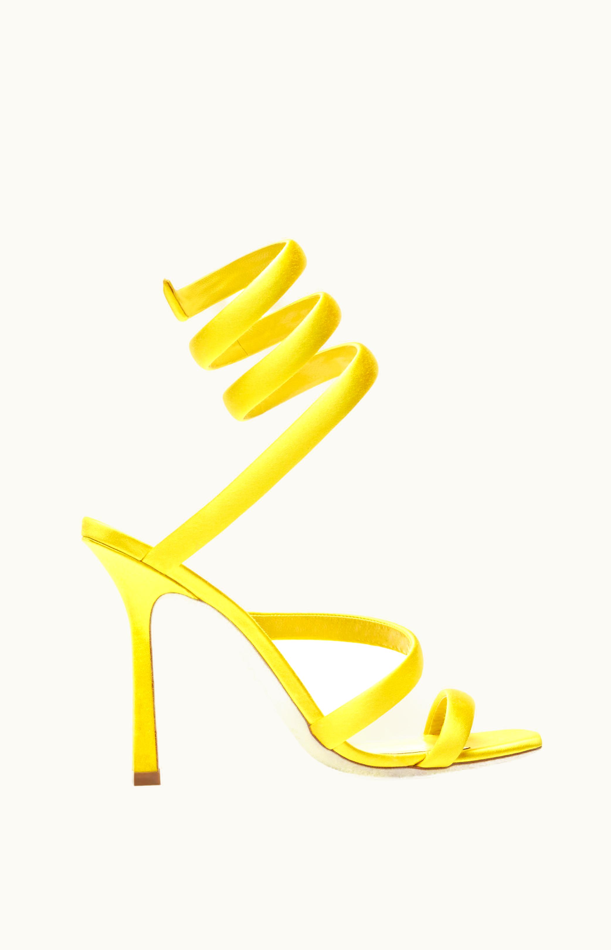René Caovilla René Caovilla Cleopatra Yellow Satin Sandal 105
