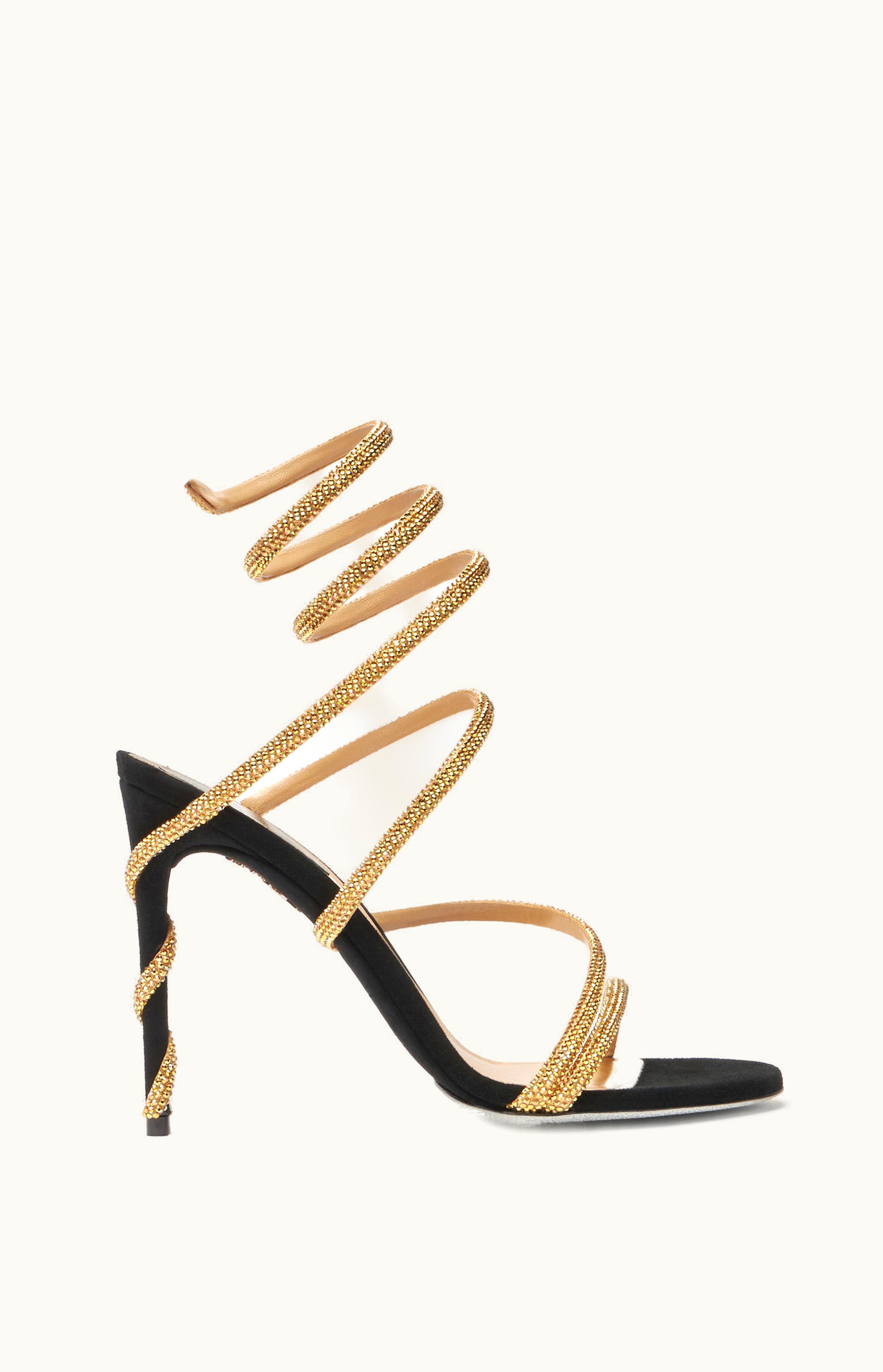 René Caovilla René Caovilla Margot Black And Gold Sandal 105