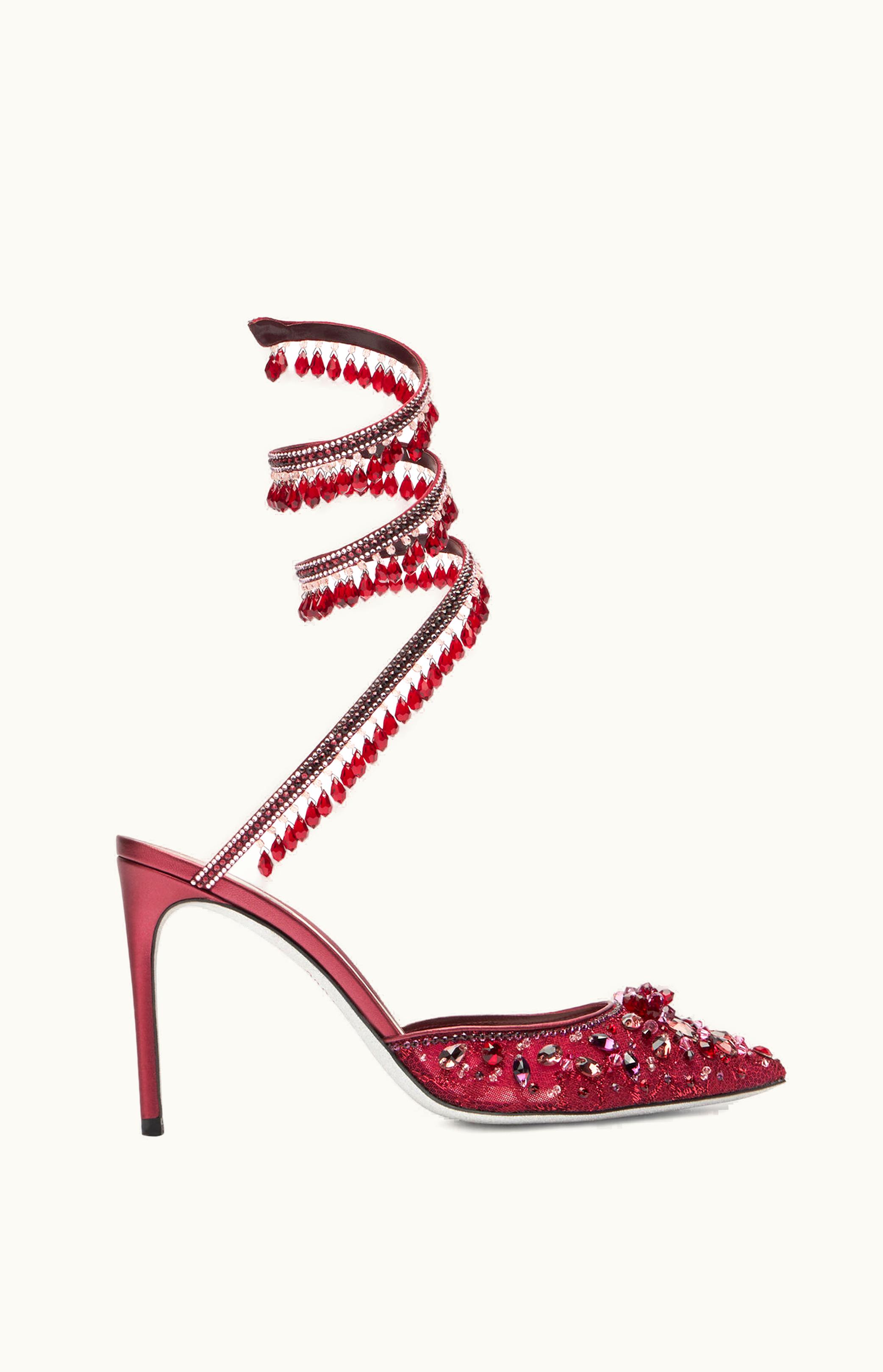 René Caovilla René Caovilla Chandelier Crystal Ruby Red Pump 100