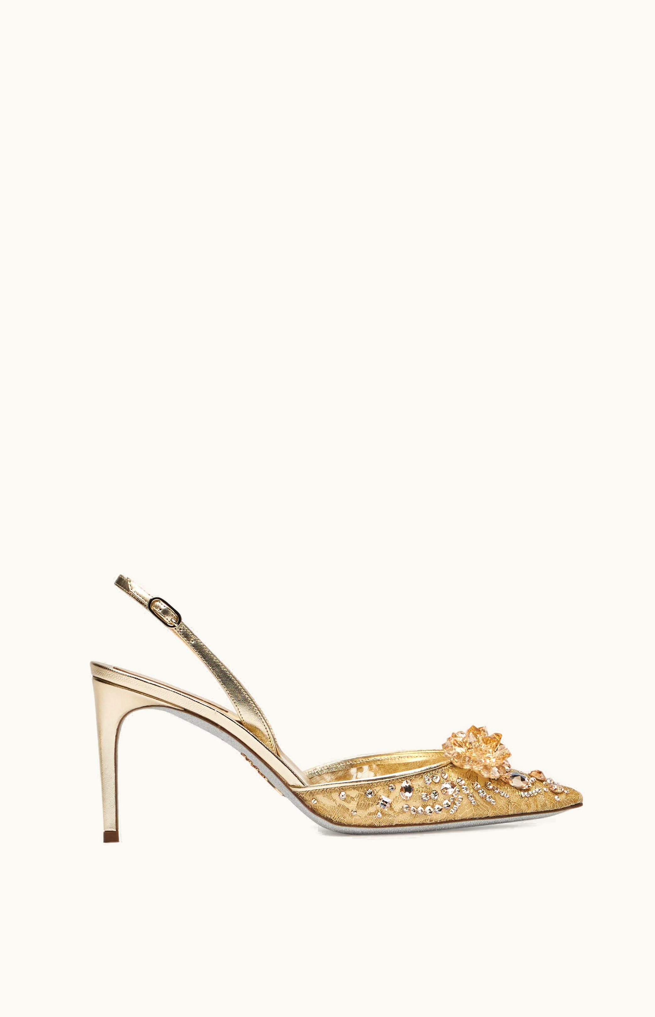 René Caovilla René Caovilla Cinderella Golden Slingback 80