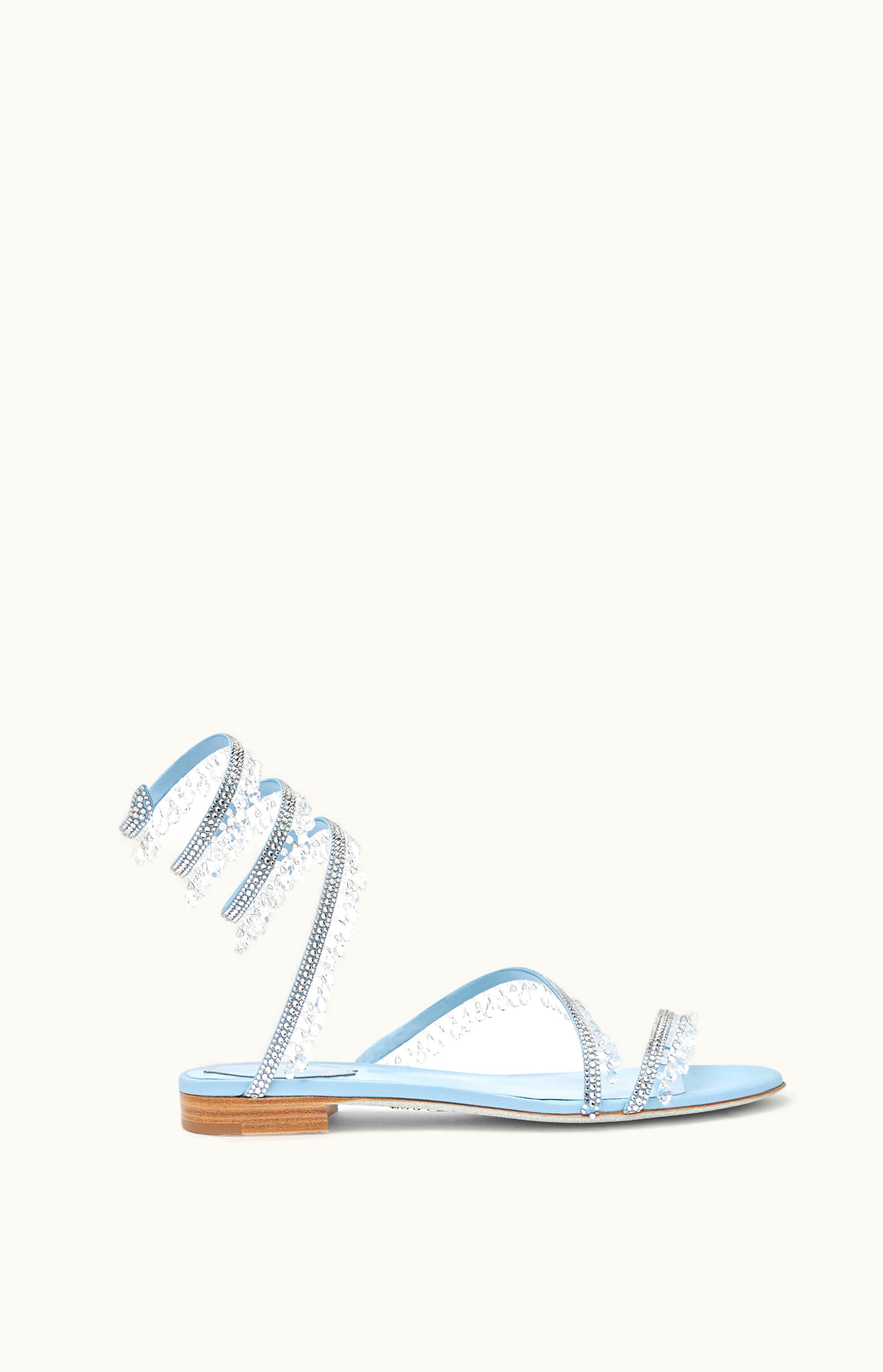 René Caovilla René Caovilla Chandelier Flat Light Blue Sandal 10