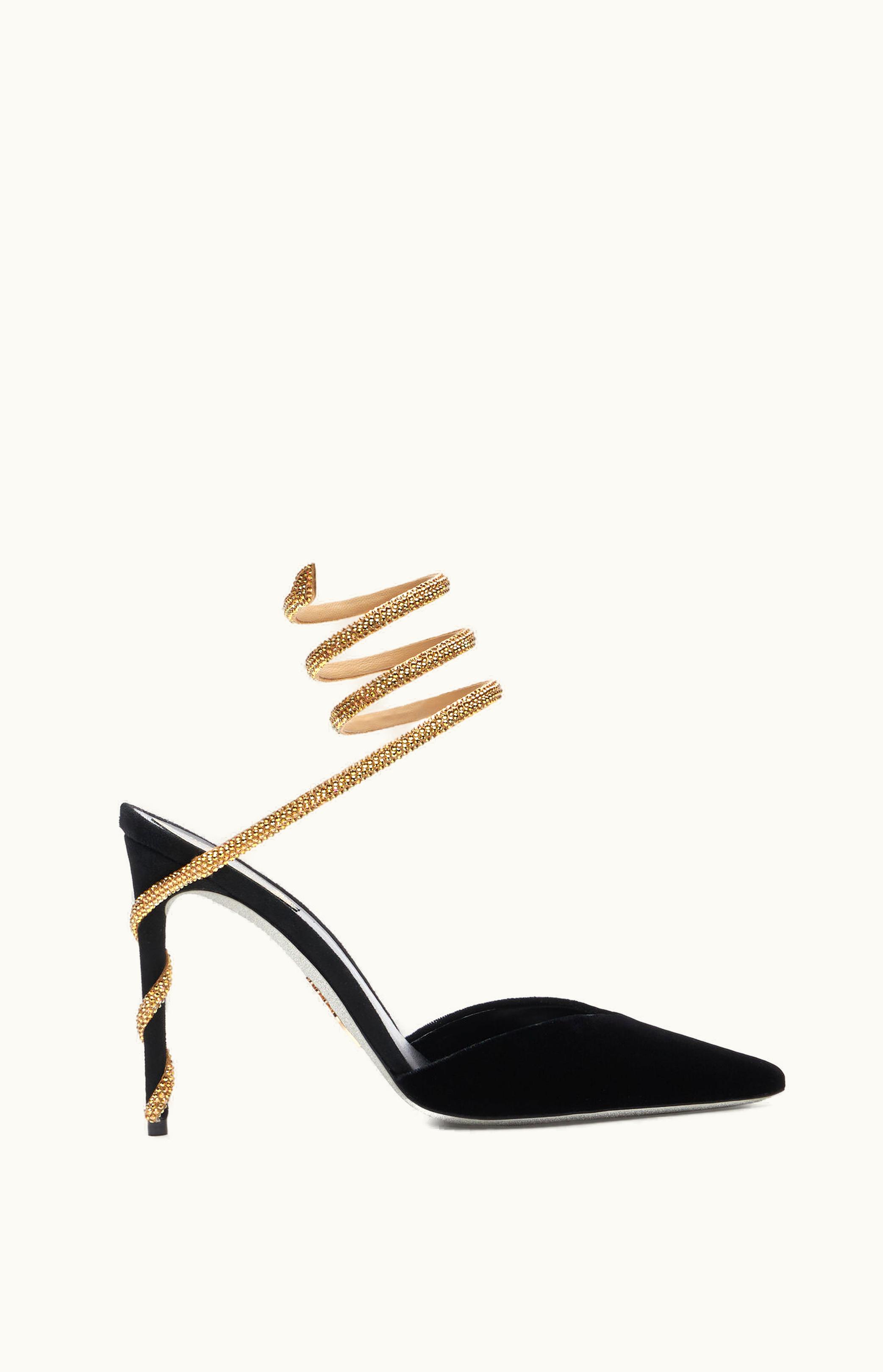 René Caovilla René Caovilla Margot Black And Gold Pump 105