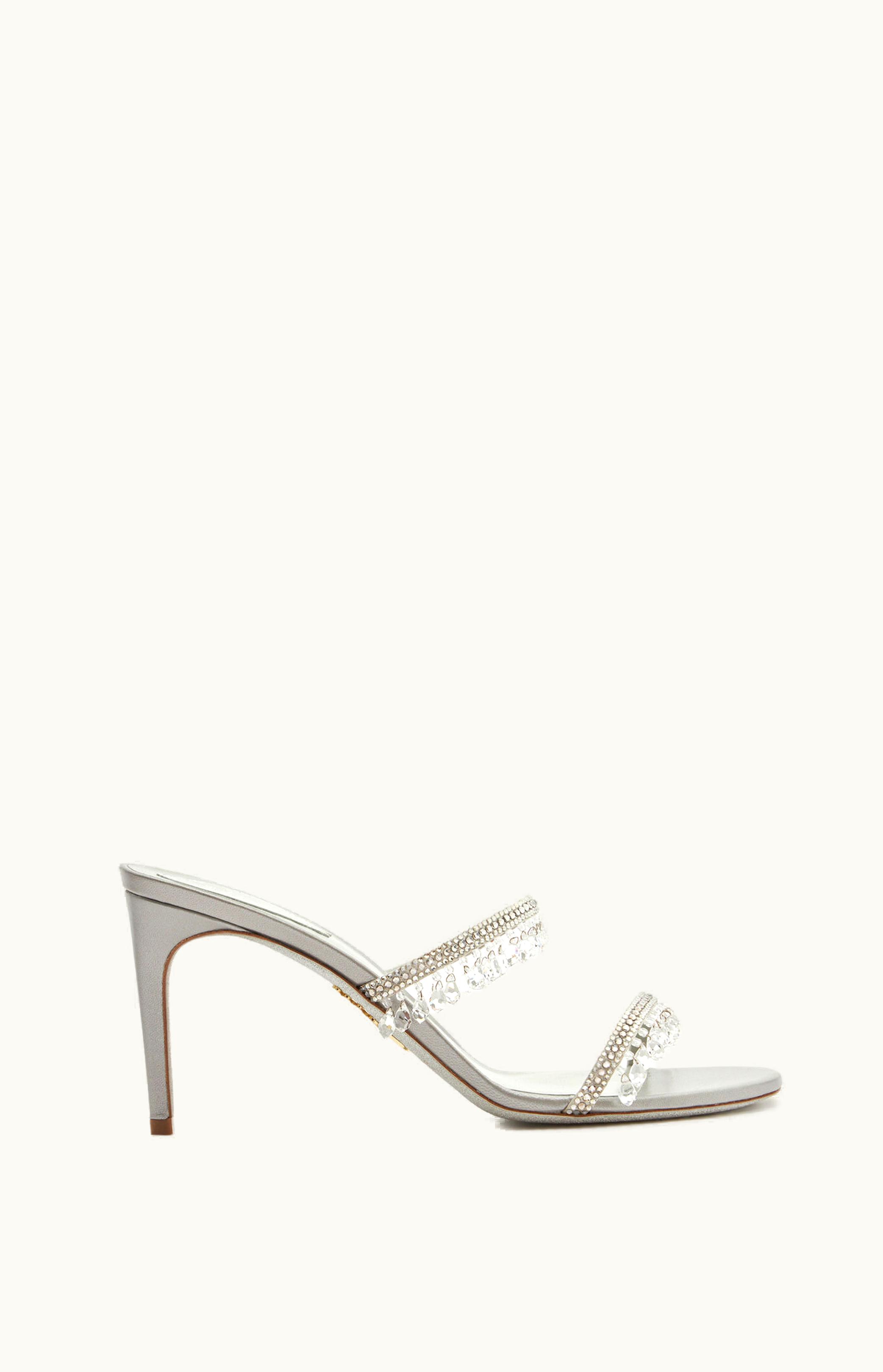 René Caovilla René Caovilla Chandelier Pearl Gray Slider Sandal 80