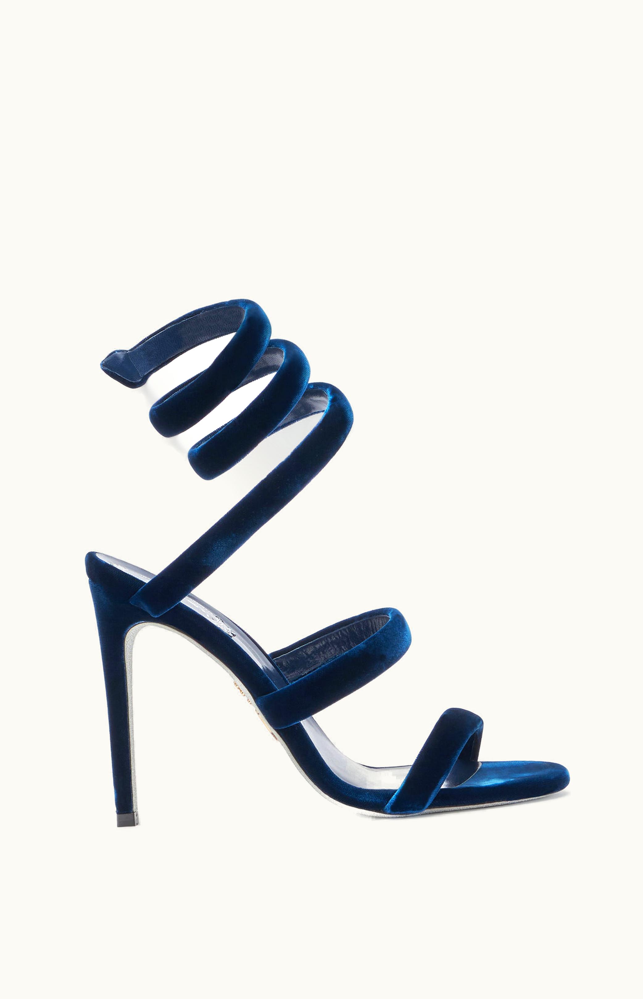 René Caovilla René Caovilla Cleo Navy Velvet Sandal 105