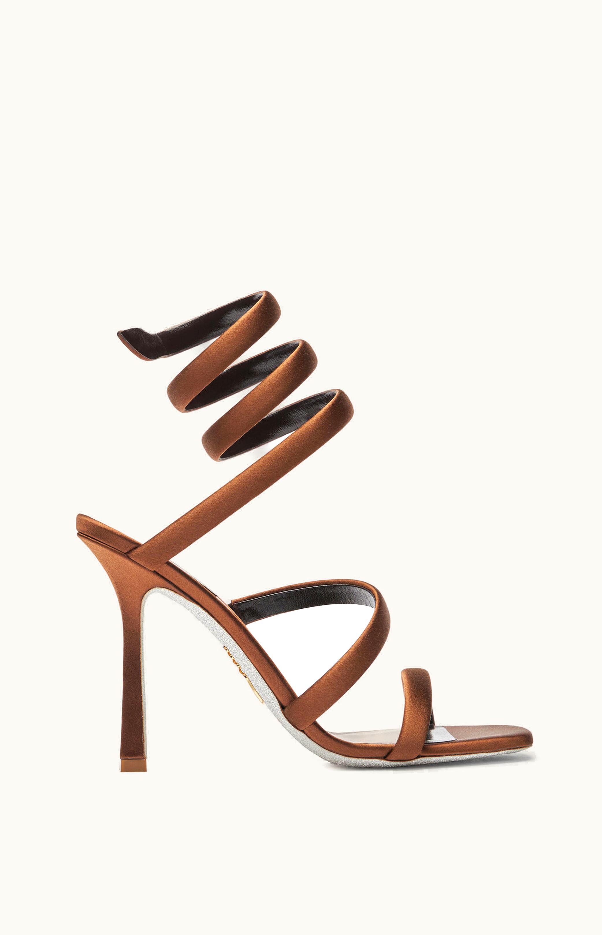 René Caovilla René Caovilla Cleopatra Tobacco Satin Sandal 105