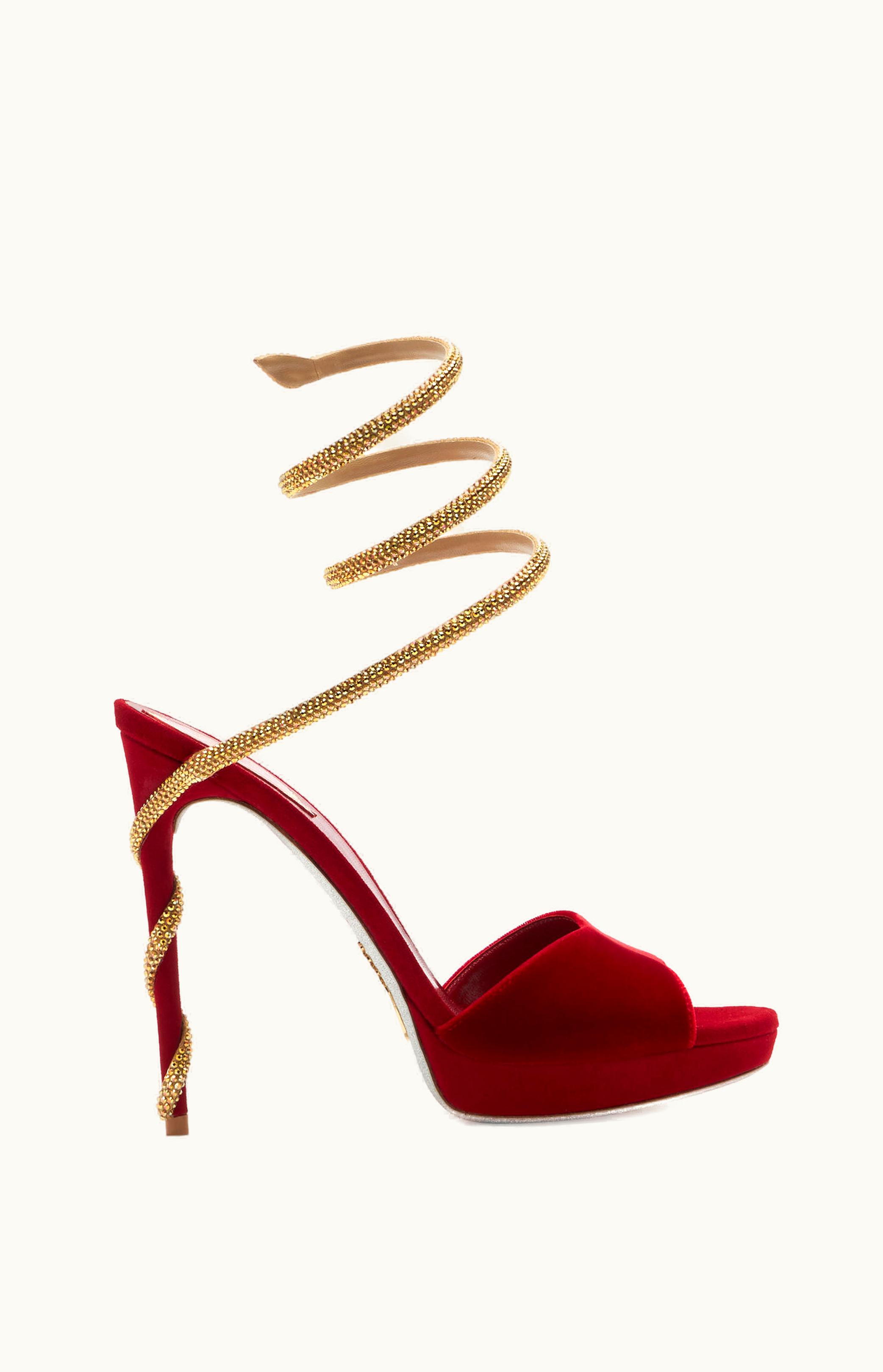 René Caovilla René Caovilla Margot Red Velvet Sandal 120
