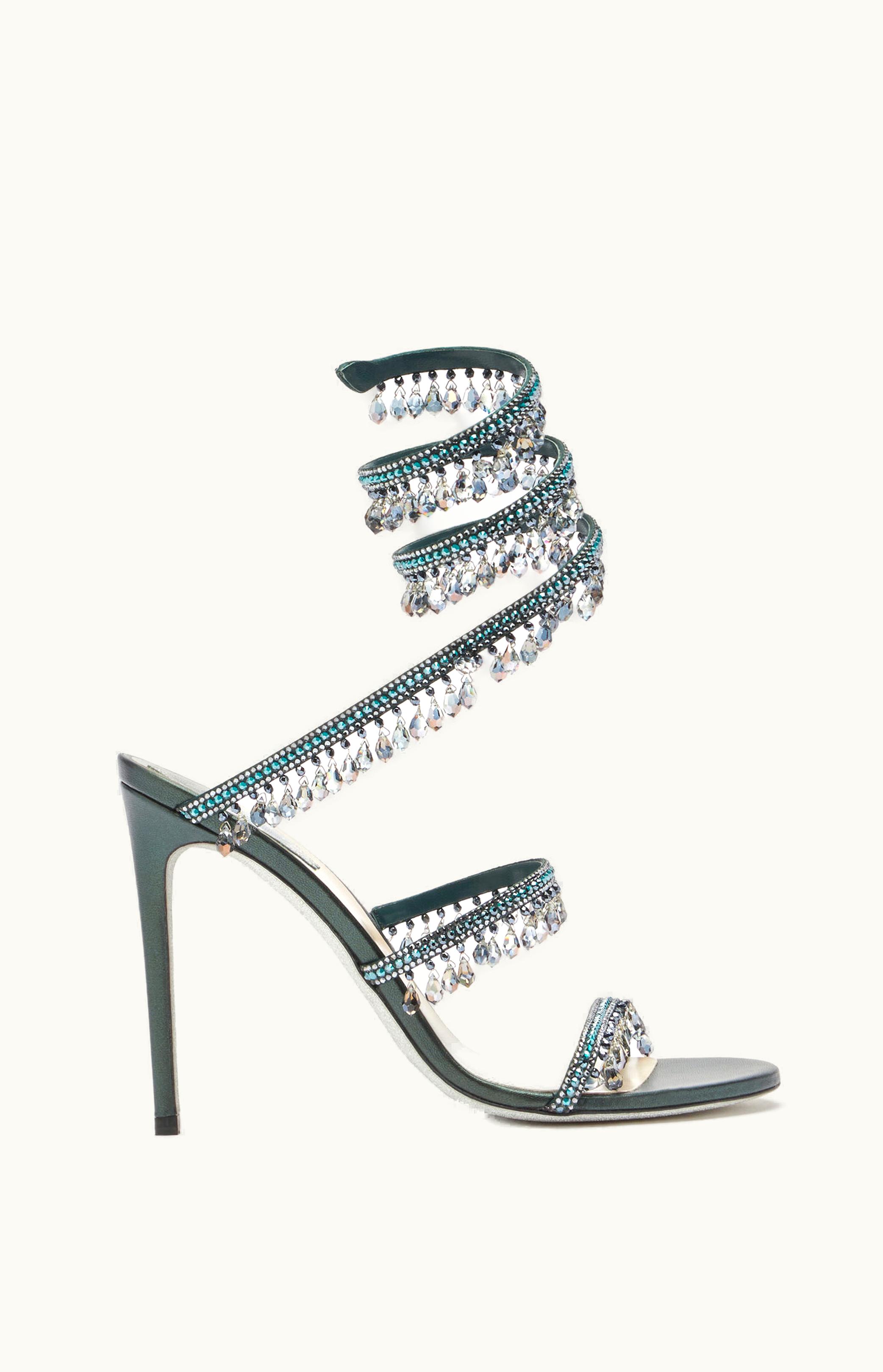 René Caovilla René Caovilla Chandelier Crystal Teal Sandal 105
