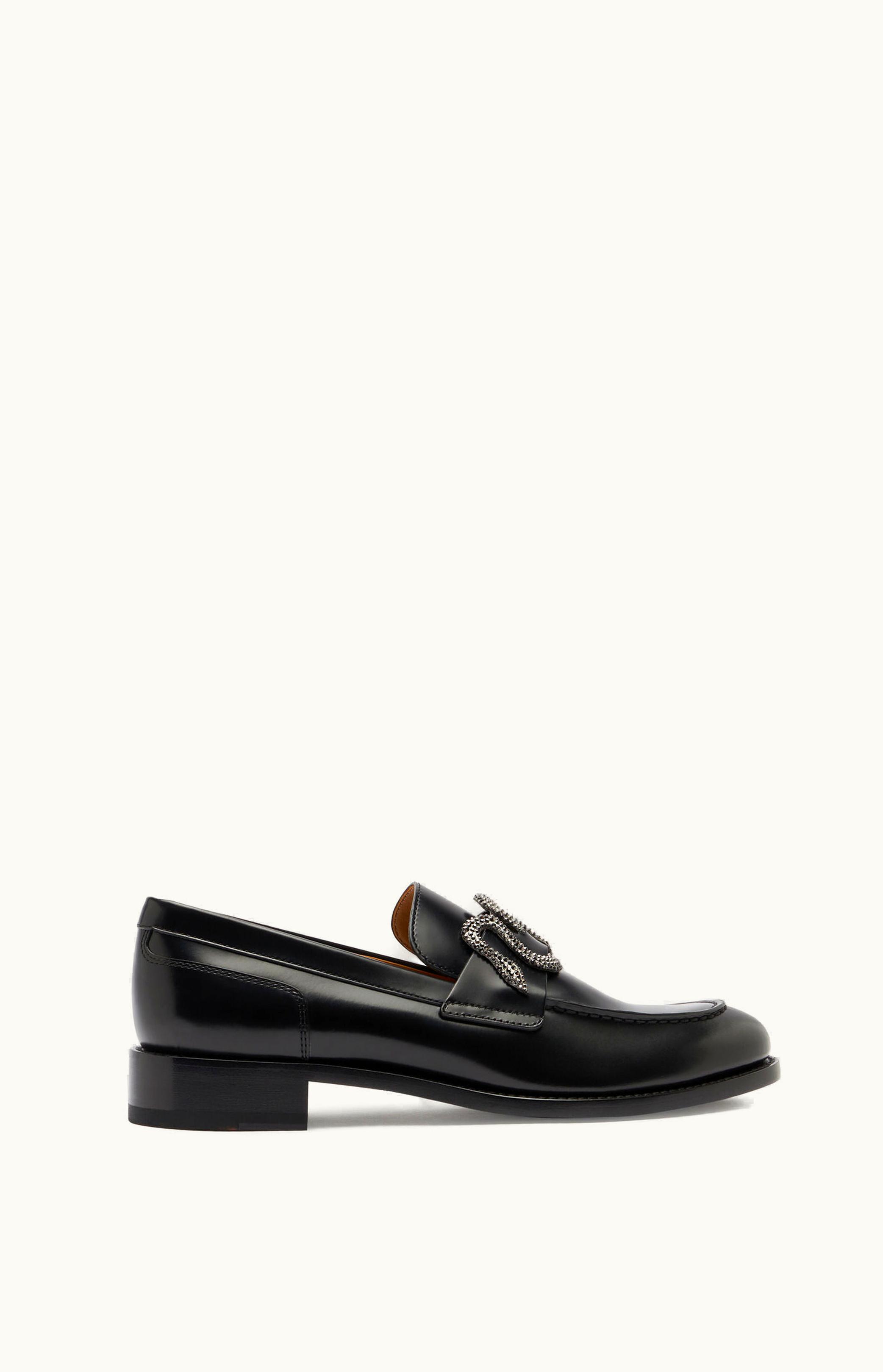 René Caovilla René Caovilla Morgana Black Loafer With Black Matte Crystal 20
