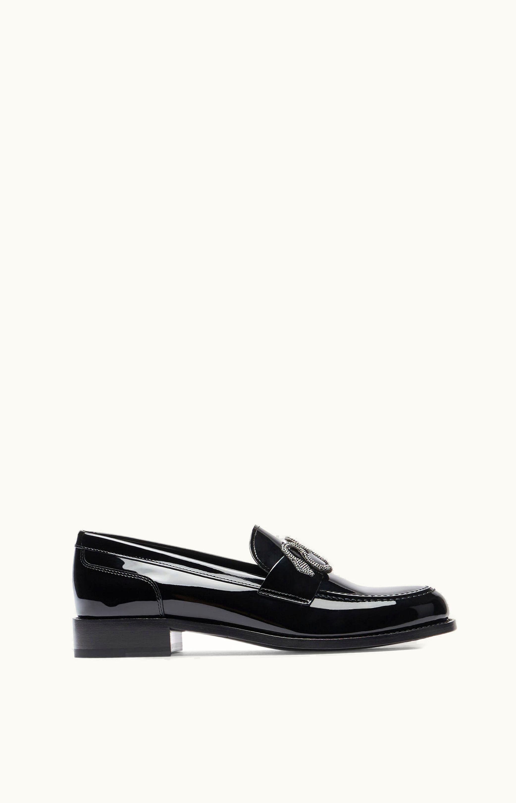 René Caovilla René Caovilla Morgana Black Patent Loafer With Crystals 20