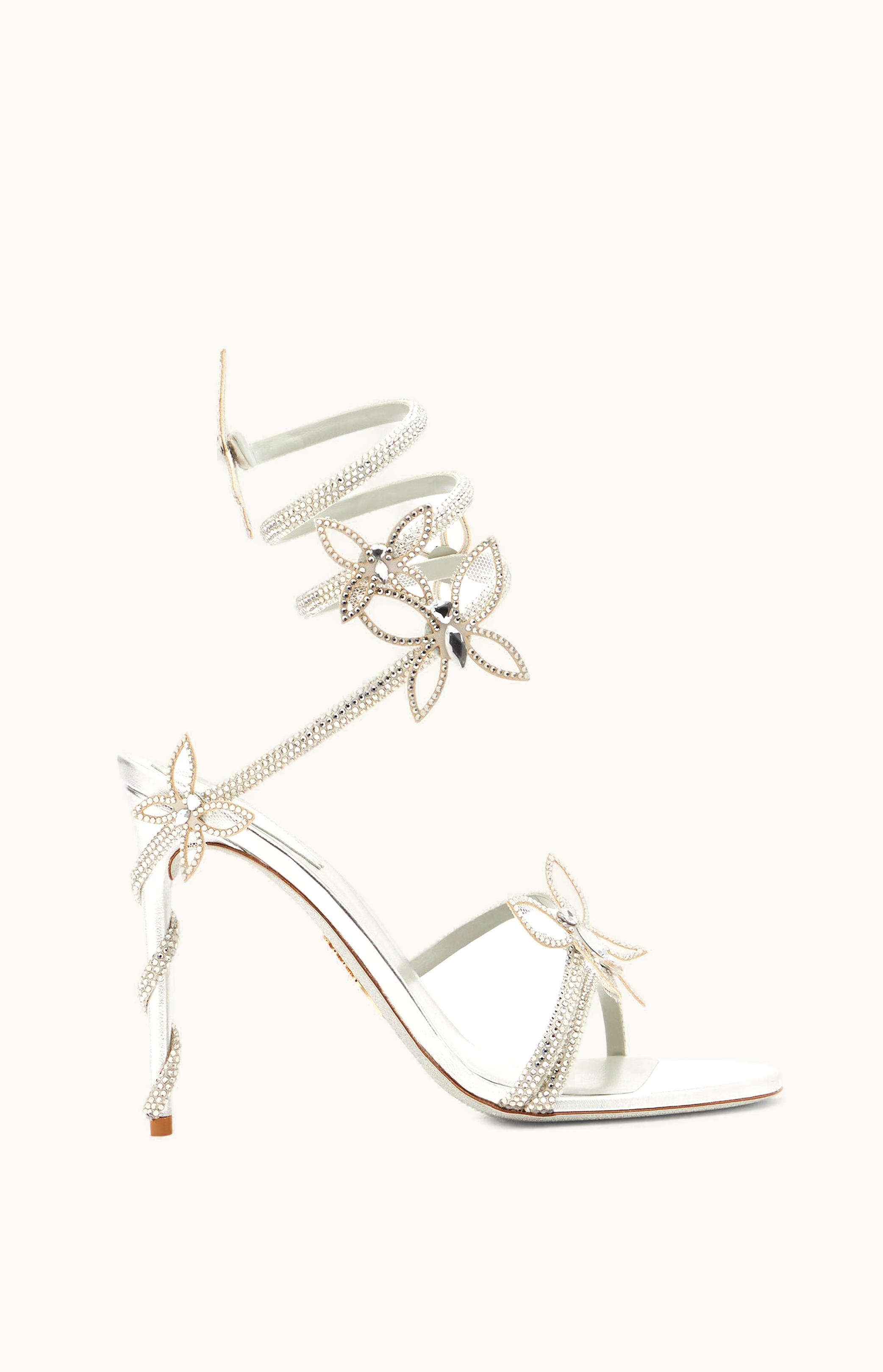 René Caovilla René Caovilla Margot Mirrored Gray Sandal With Butterflies 105