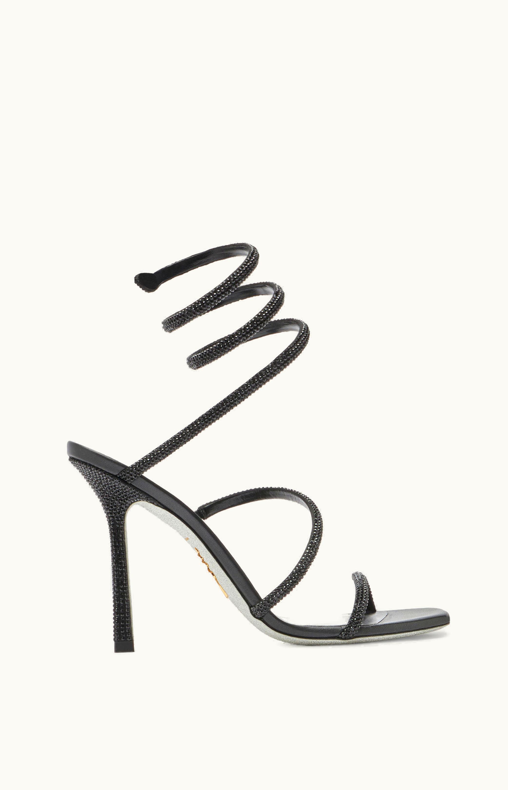 René Caovilla René Caovilla Cleopatra Black Sandal With Crystals 105