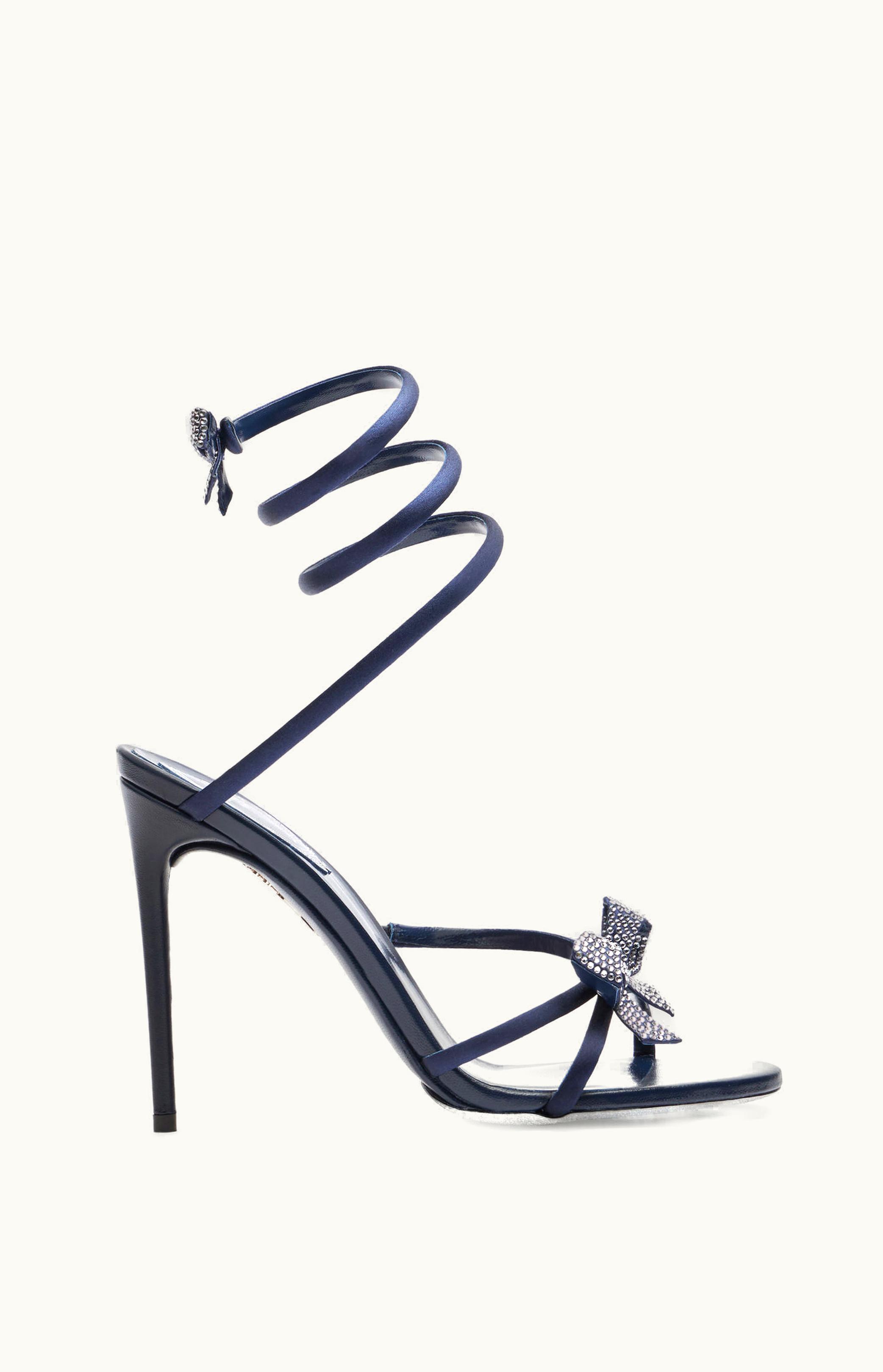 René Caovilla René Caovilla Cleo Midnight Blue Sandal With Bows 105