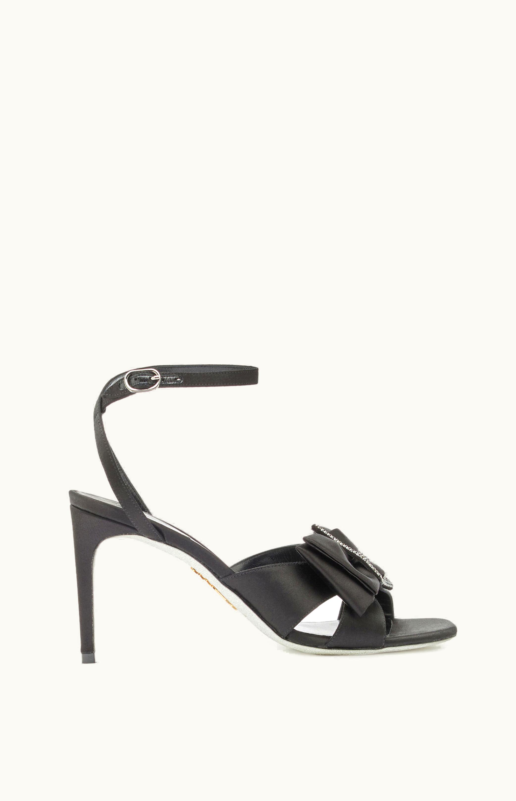 René Caovilla René Caovilla Sara Black Matte Sandal With Bow 80