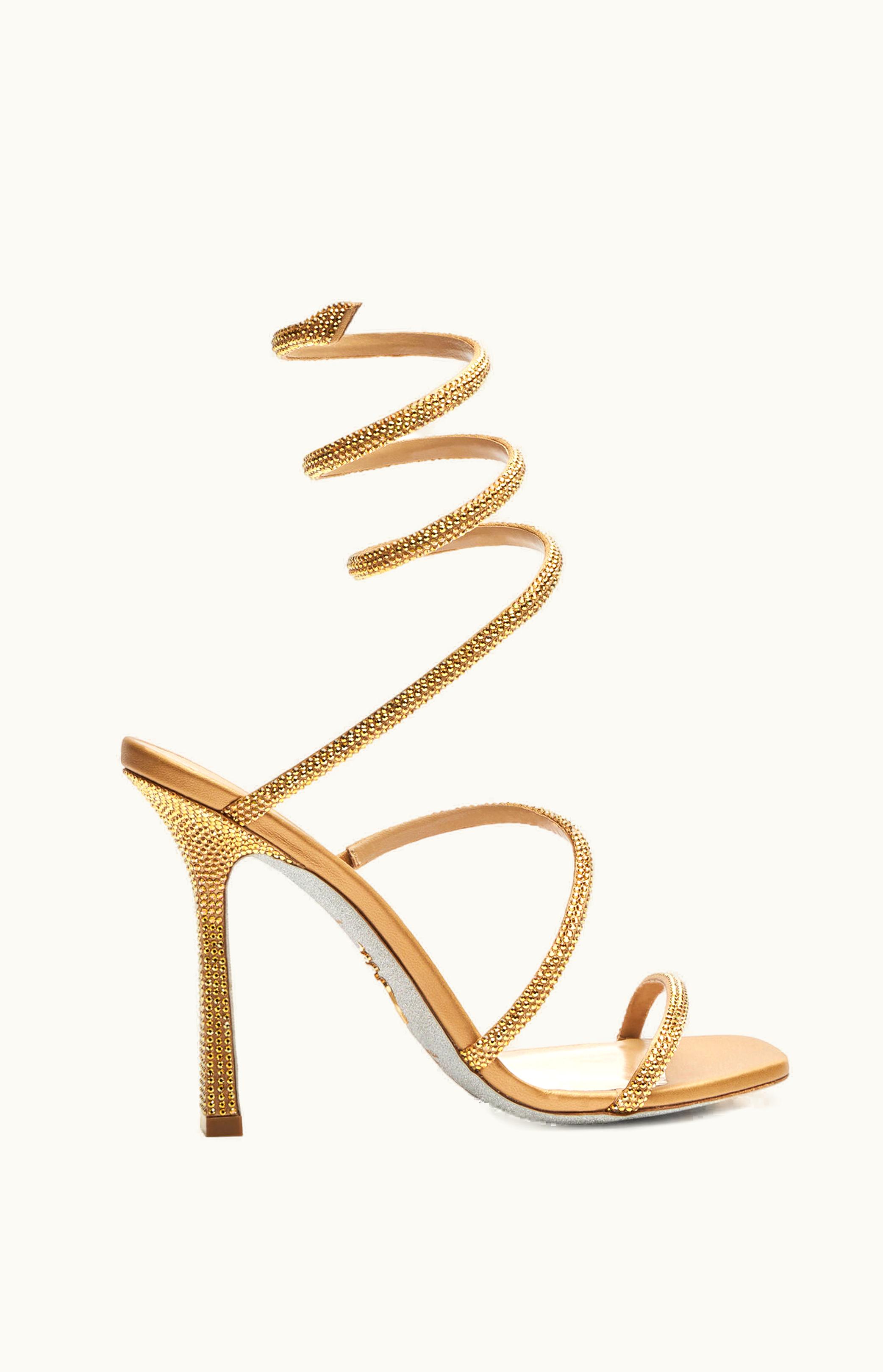 René Caovilla René Caovilla Cleopatra Gold Sandal With Crystals 105