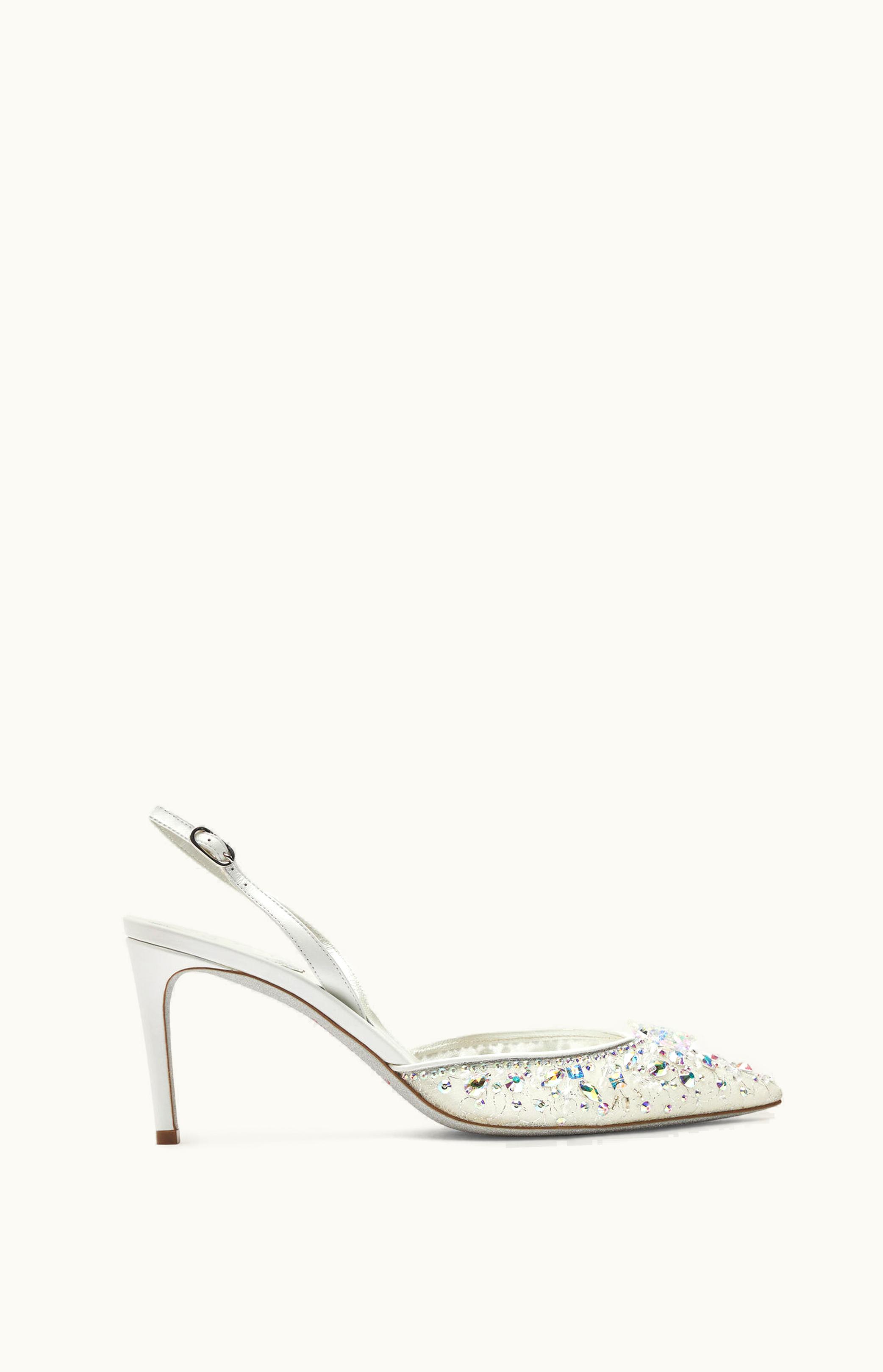 René Caovilla René Caovilla White Slingbacks Cinderella 75