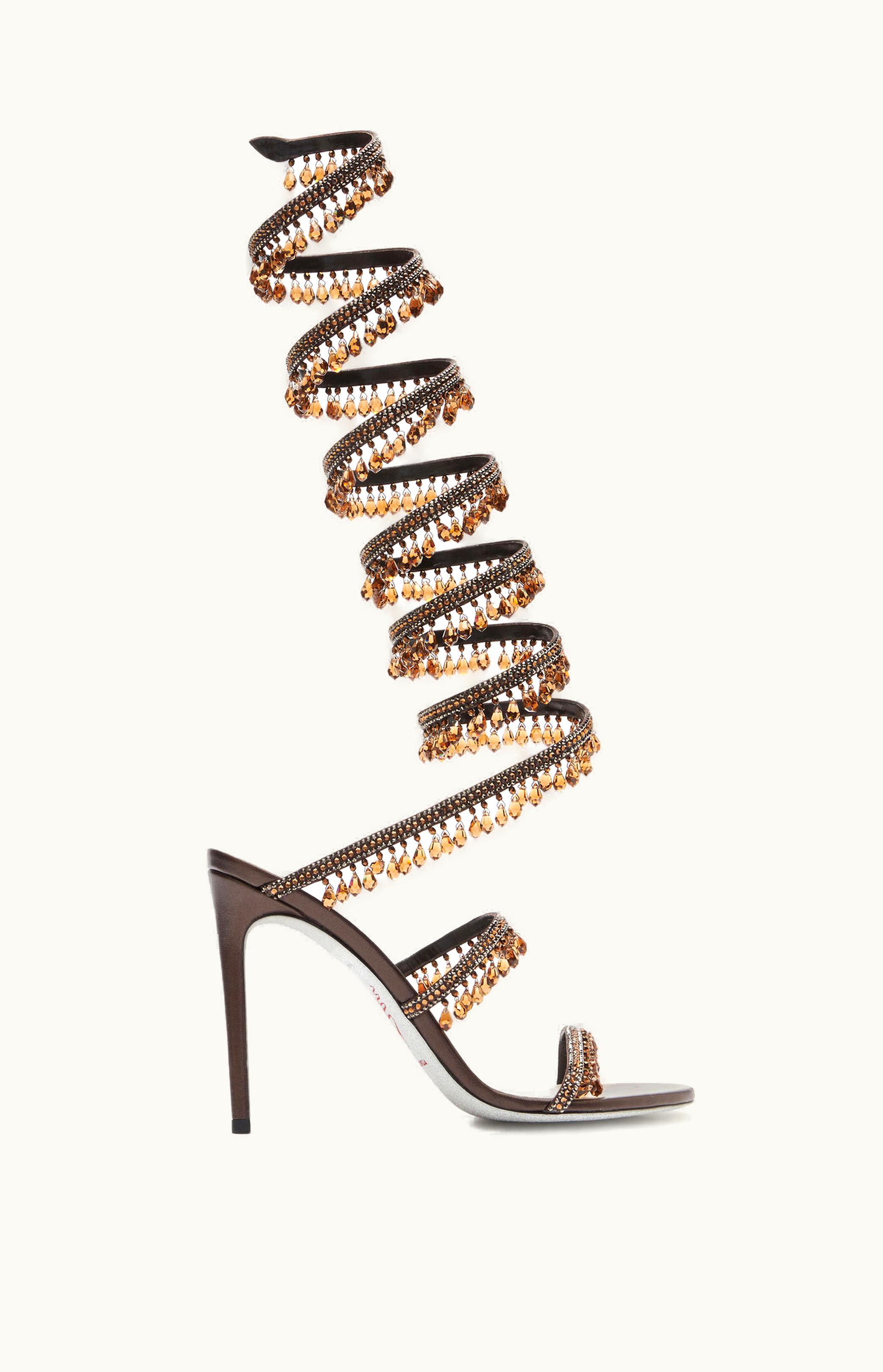 René Caovilla René Caovilla Chandelier Crystal Chestnut Brown Sandal 105