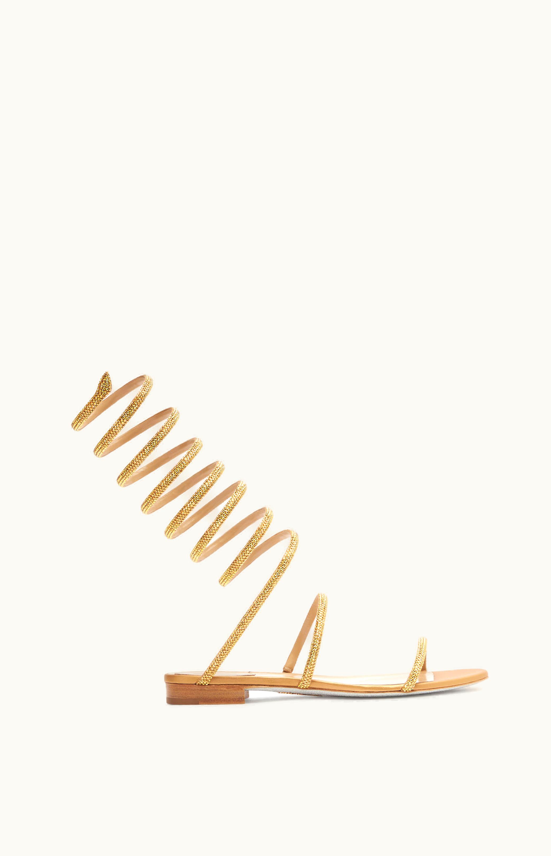 René Caovilla René Caovilla Supercleo Crystal Gold Sandal 10