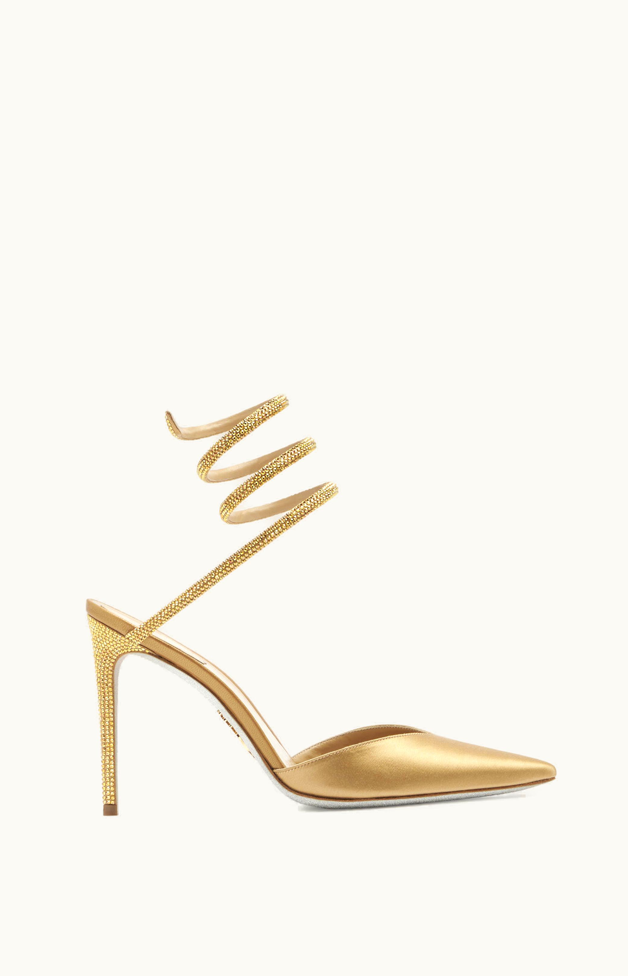 René Caovilla René Caovilla Cleo Crystal Champagne Open-Back Pump 105