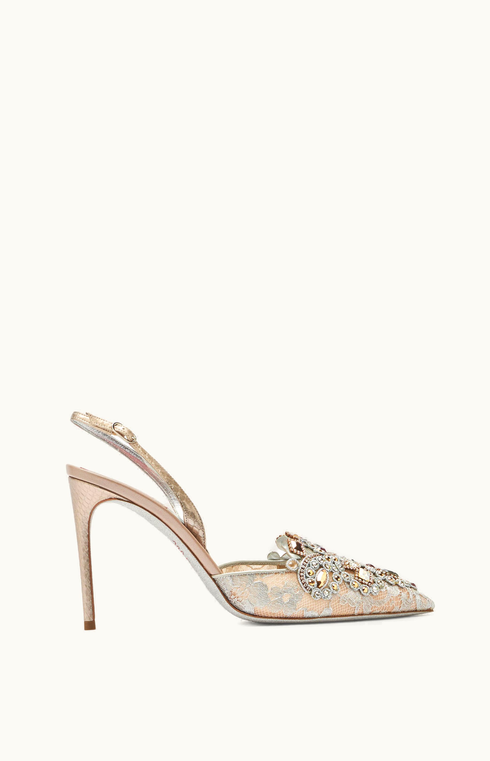 René Caovilla René Caovilla Grey Jewel Slingbacks Veneziana