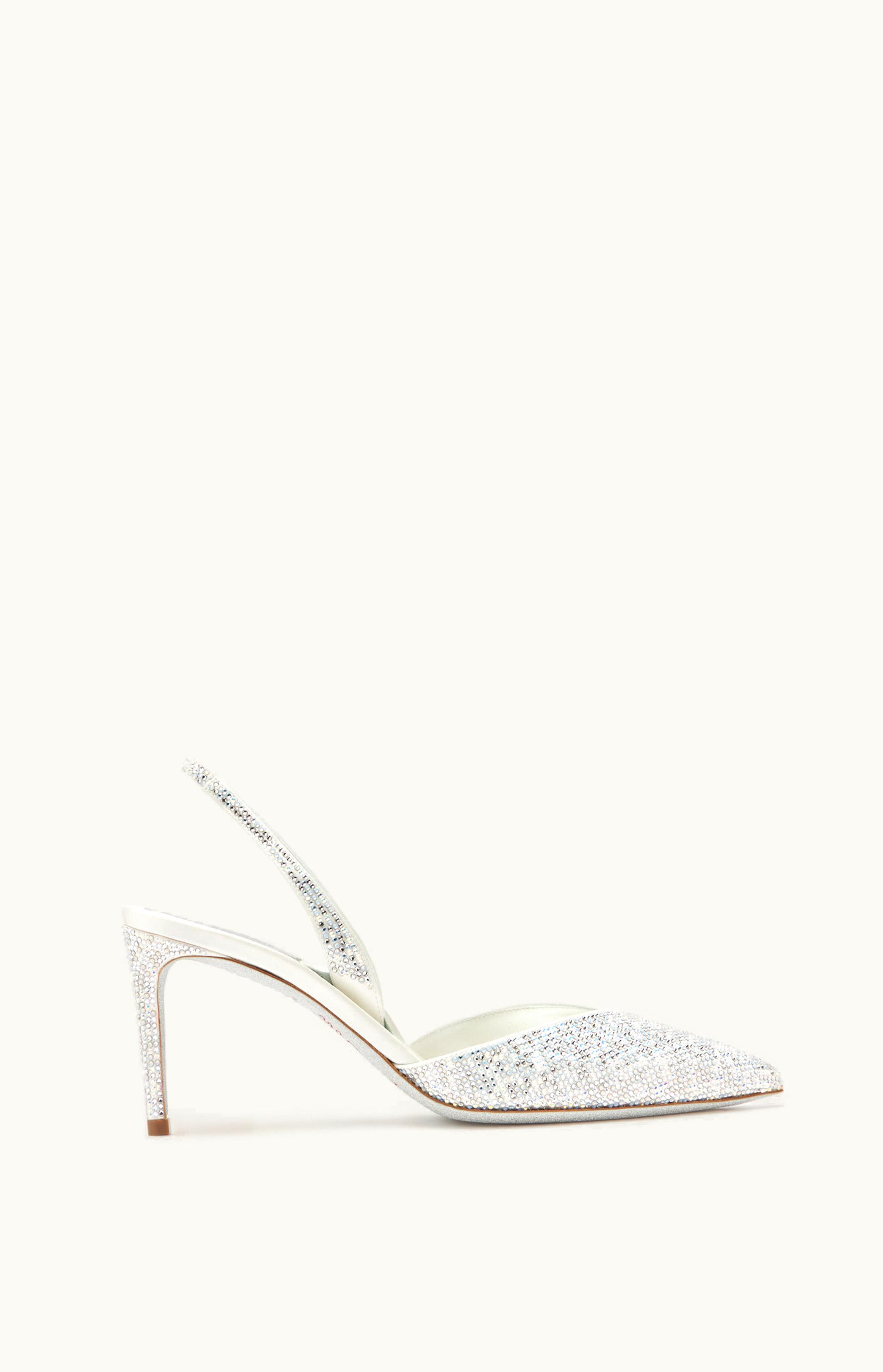 René Caovilla René Caovilla Vivienne Crystal White Sling-Back 75